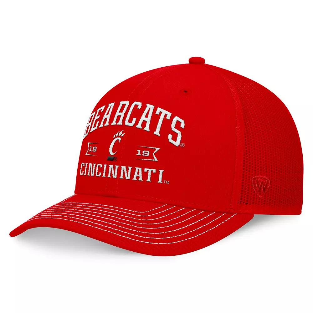 Men's Top of the World Red Cincinnati Bearcats Carson Trucker Adjustable Hat Product Image