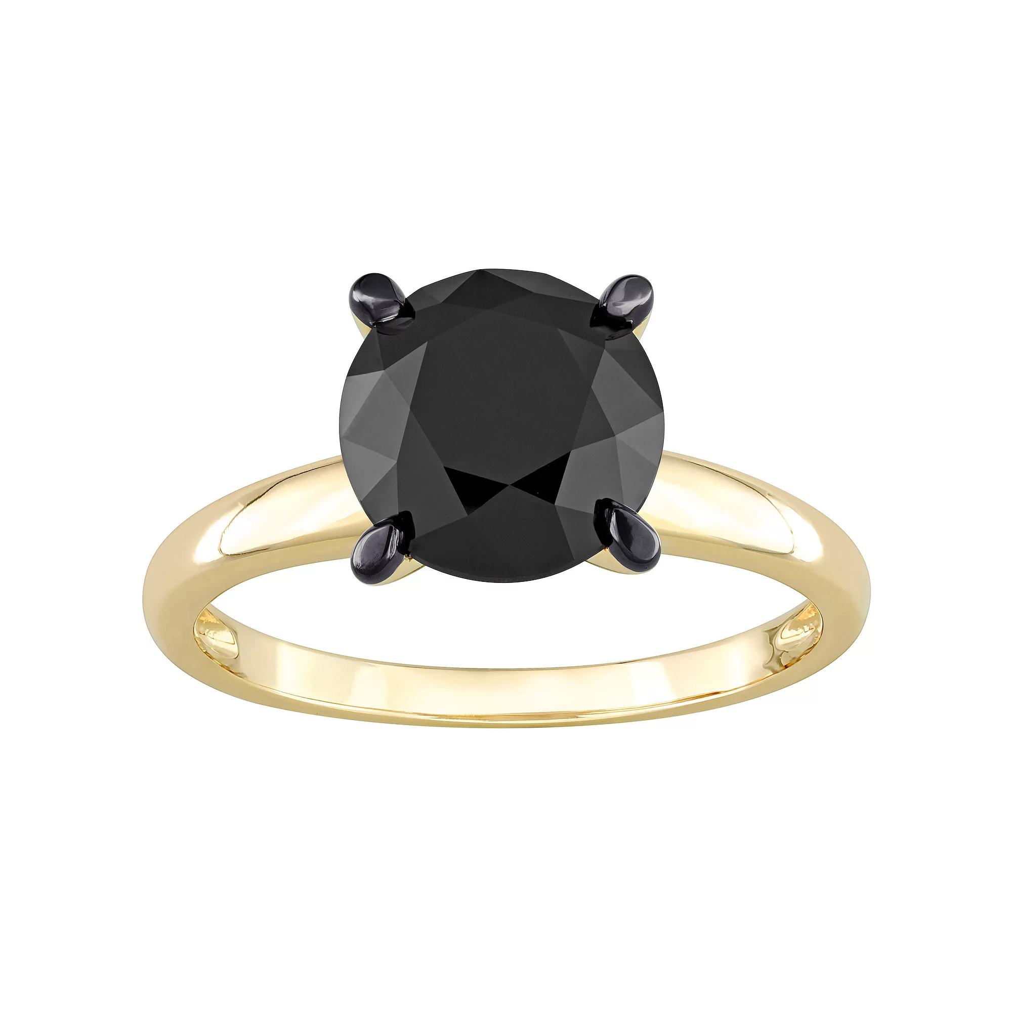 Stella Grace 14k Gold 3 Carat T.W. Round Black Diamond Solitaire Engagement Ring, Women's, Size: 5.50 Product Image