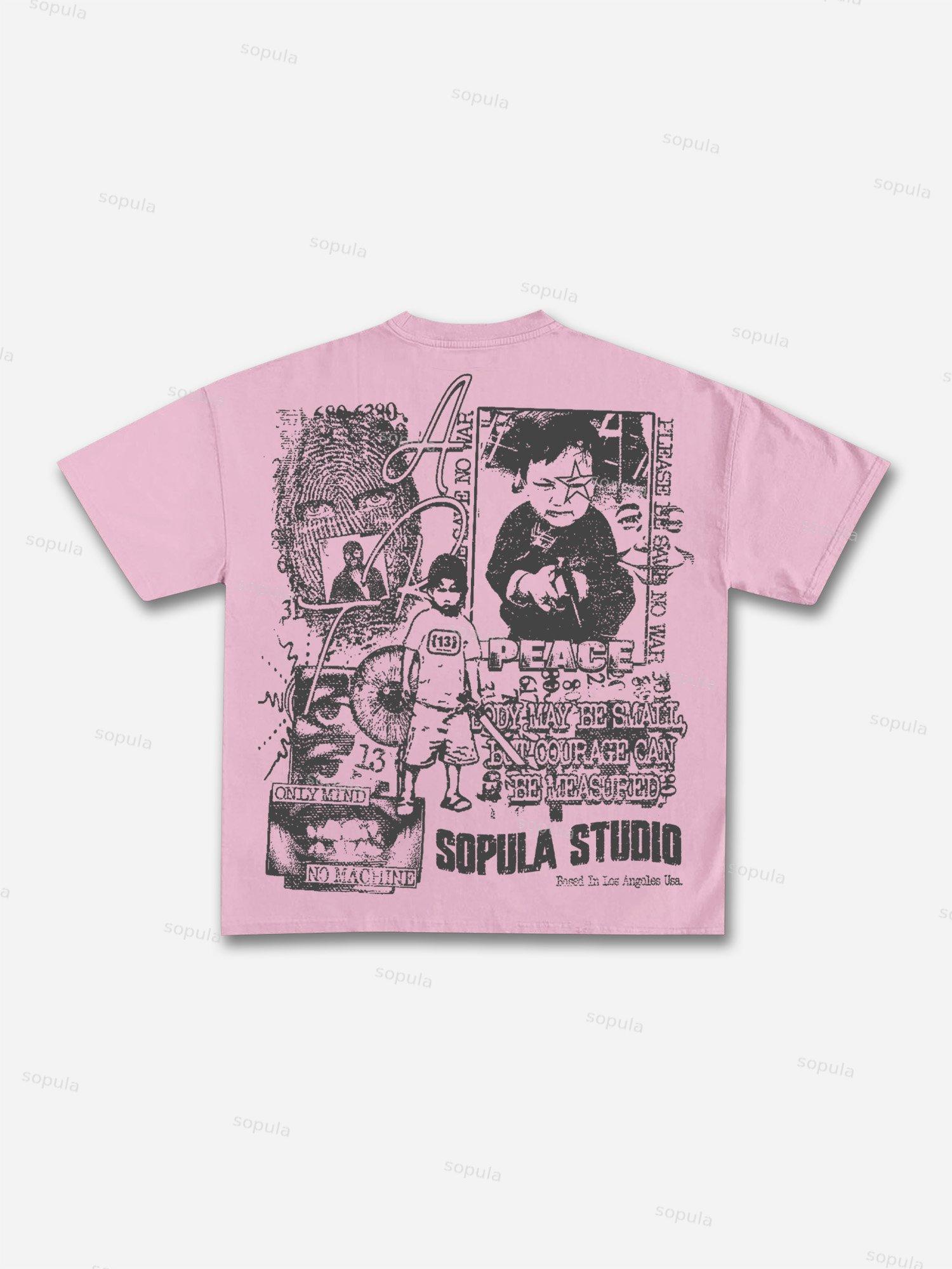 Peace Courage Can Be Measured Graphic Cotton T-shirt Product Image