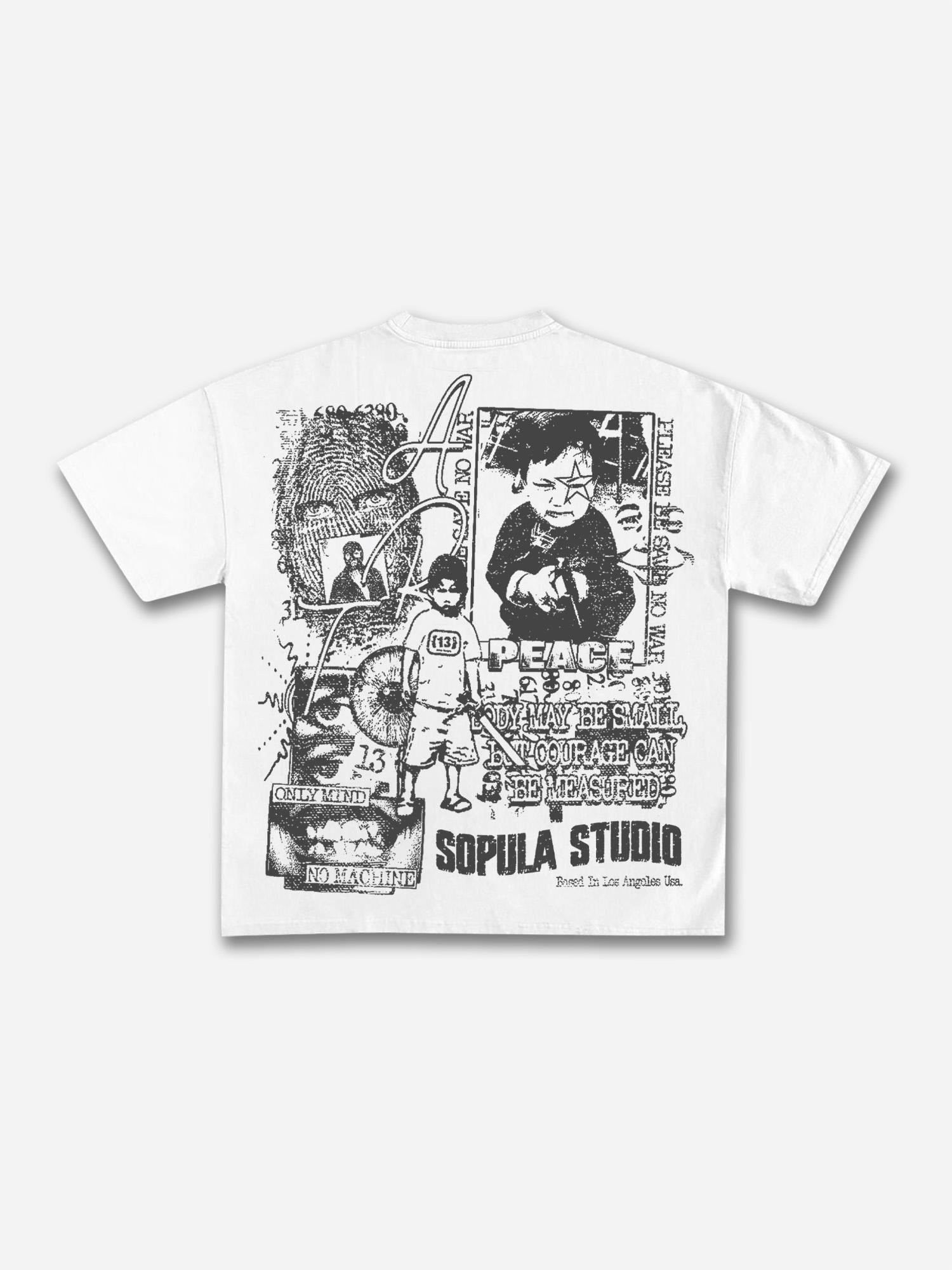 Peace Courage Can Be Measured Graphic Cotton T-shirt Product Image