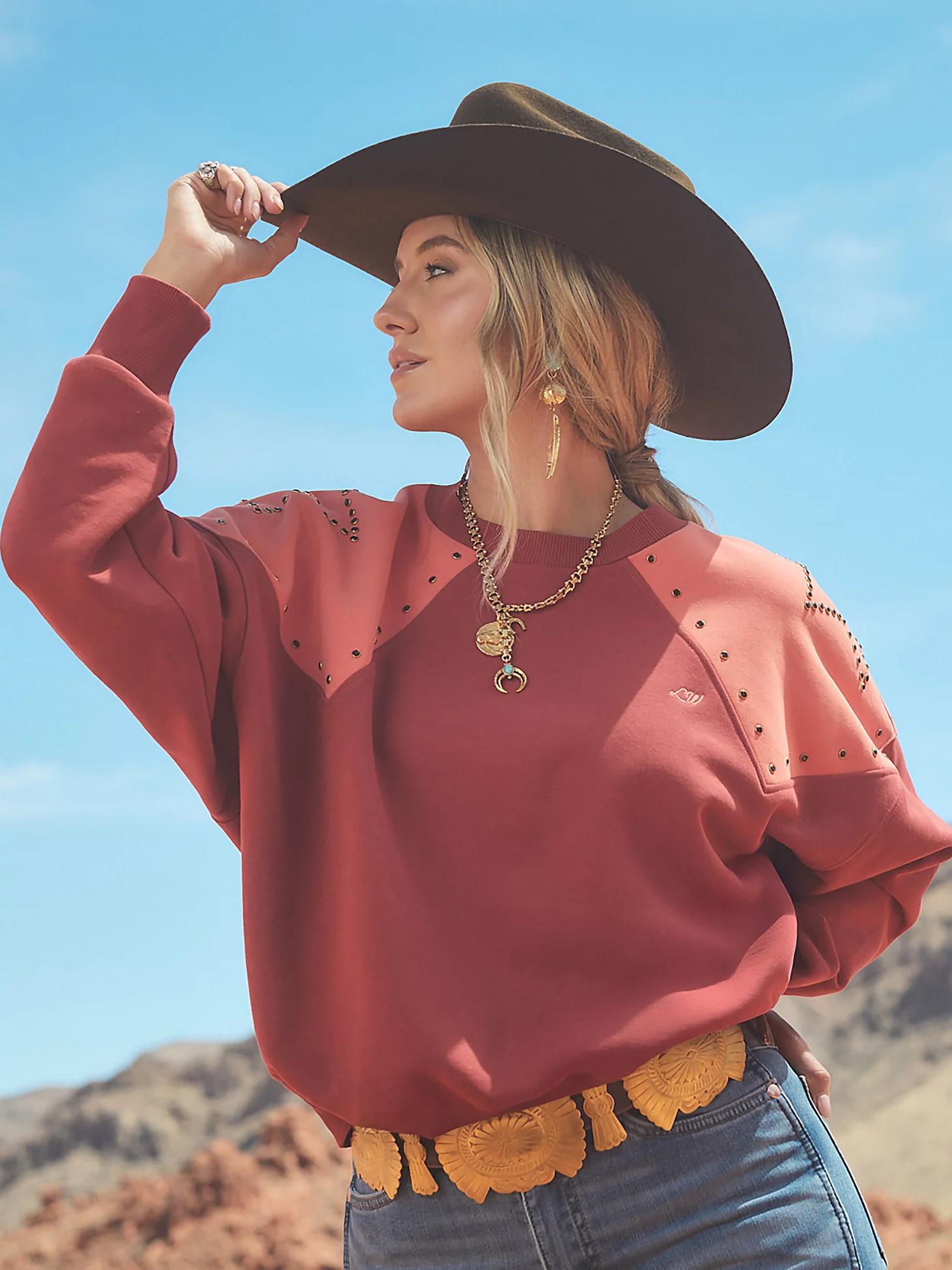 Wrangler x Lainey Wilson Studded Star Crewneck Pullover | Women's JACKETS & OUTERWEAR | Wrangler® Product Image