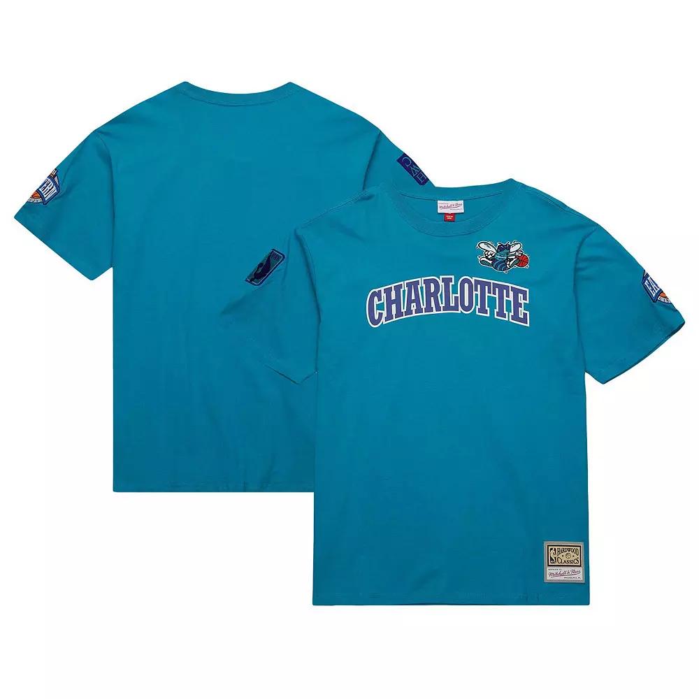 Men's Mitchell & Ness Teal Charlotte Hornets Hardwood Classics Nights Premium T-Shirt, Size: Medium, Chr Blue Product Image
