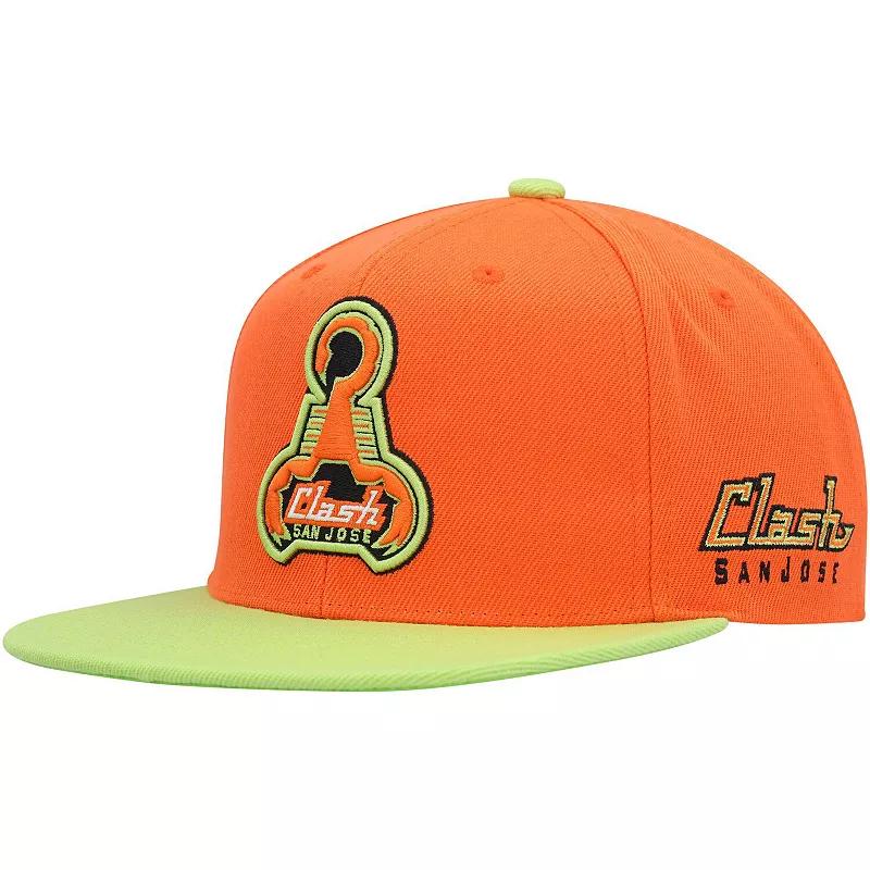 Men's Mitchell & Ness Orange San Jose Earthquakes Throwback Logo Snapback Hat, Sje Orange Product Image