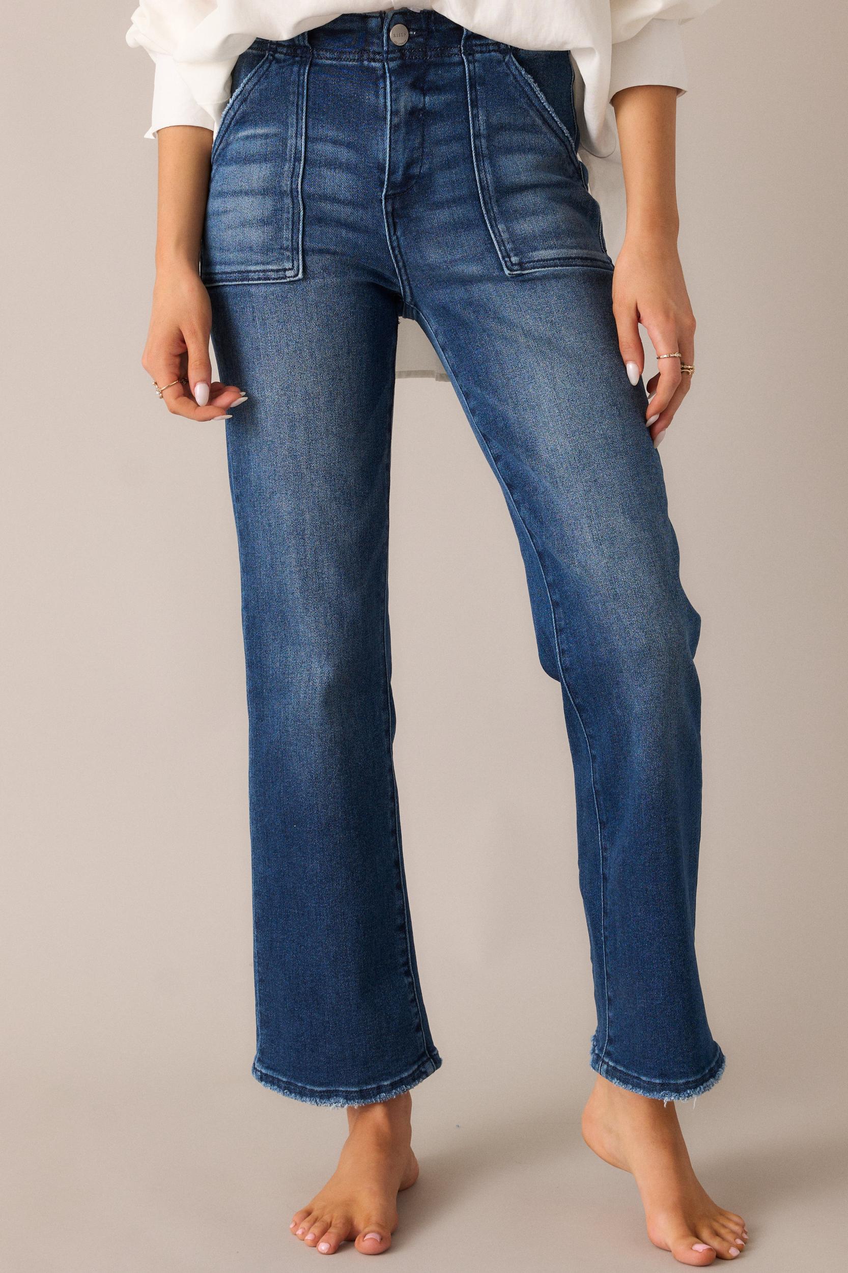 Killing Time Dark Wash Straight Leg Jeans Product Image