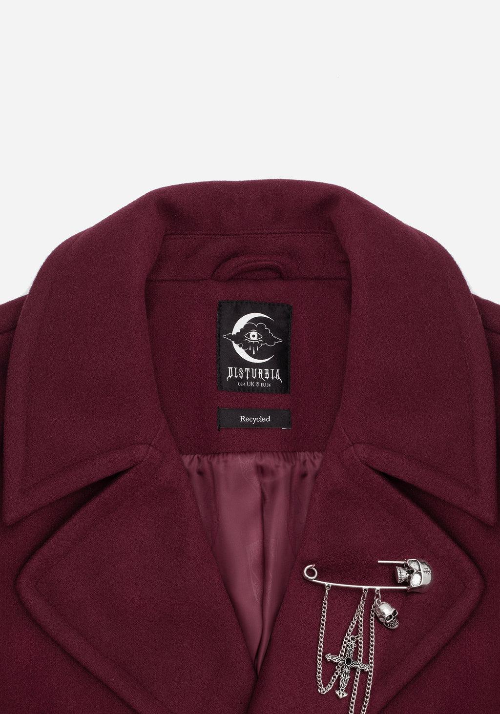 Meltdown Oversized Coat with Brooch - Red Product Image