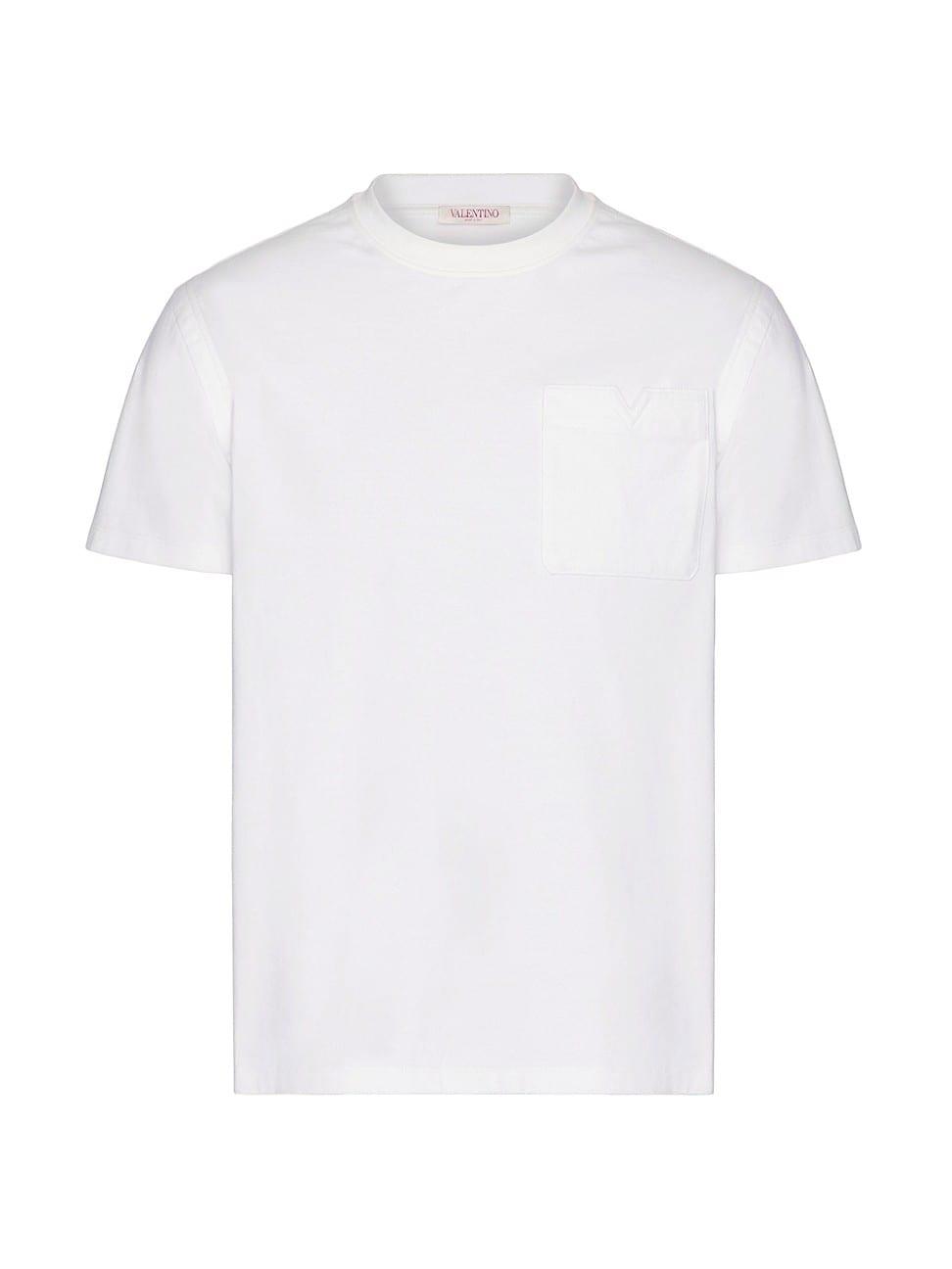 Mens Cotton T-Shirt With Topstitched V Detail Product Image