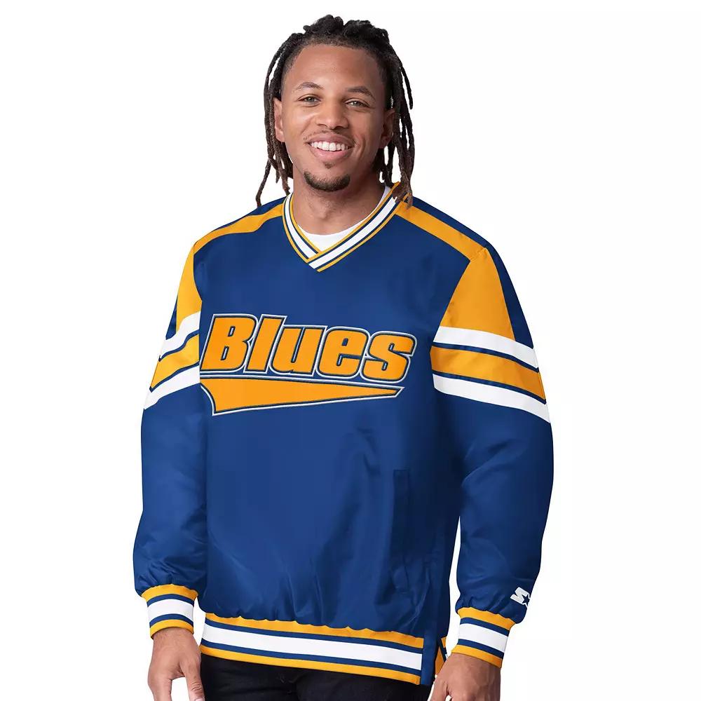 Men's Starter  Blue St. Louis Blues Reliver I V-Neck Pullover Sweatshirt, Size: Small Product Image