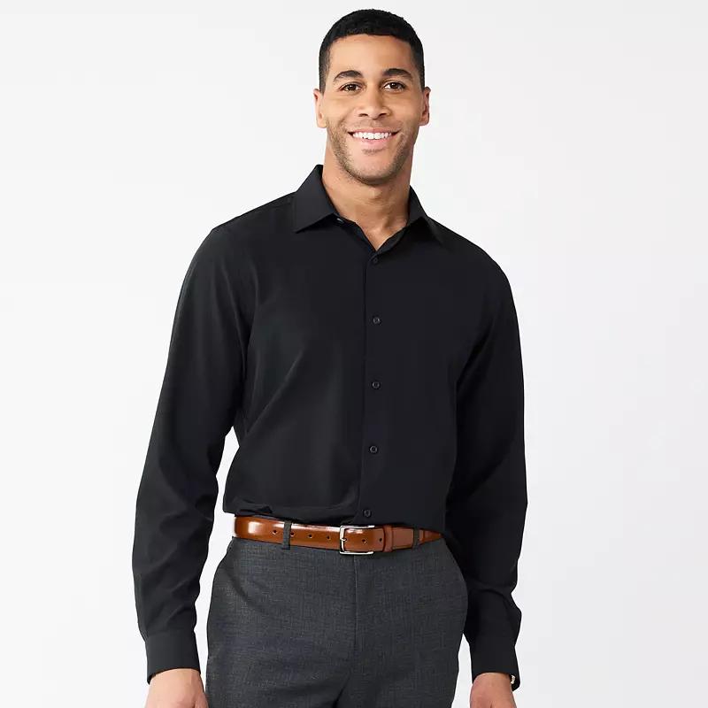 Men's Apt. 9® Performance Slim-Fit Wrinkle Resistant Dress Shirt, Size: Large-34/35, Black Solid Product Image