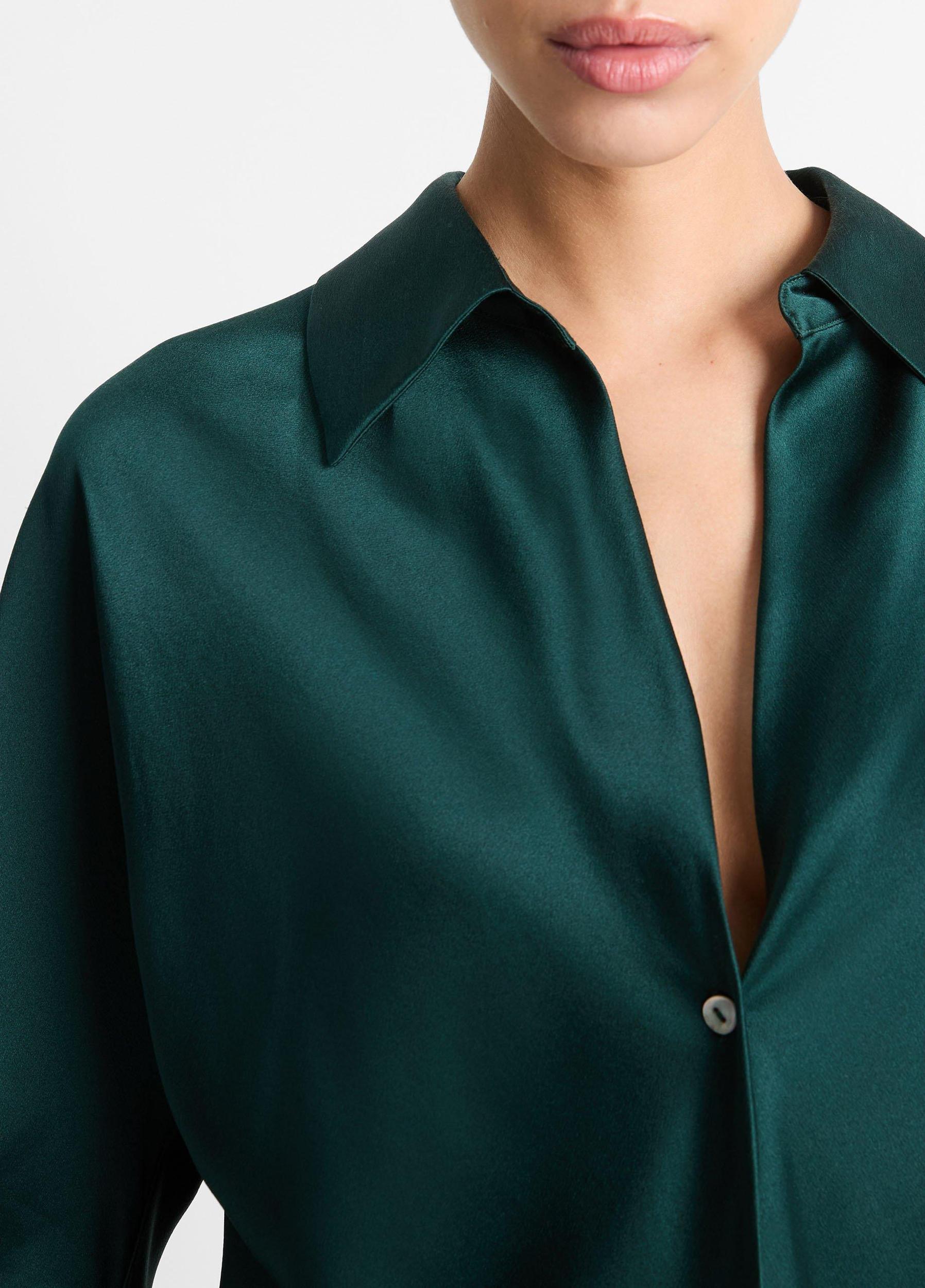 Silk Bias Long-Sleeve Blouse Product Image