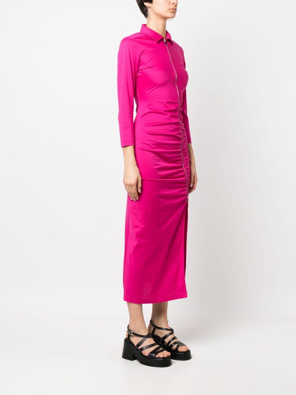 long-sleeve ruched cotton dress Product Image