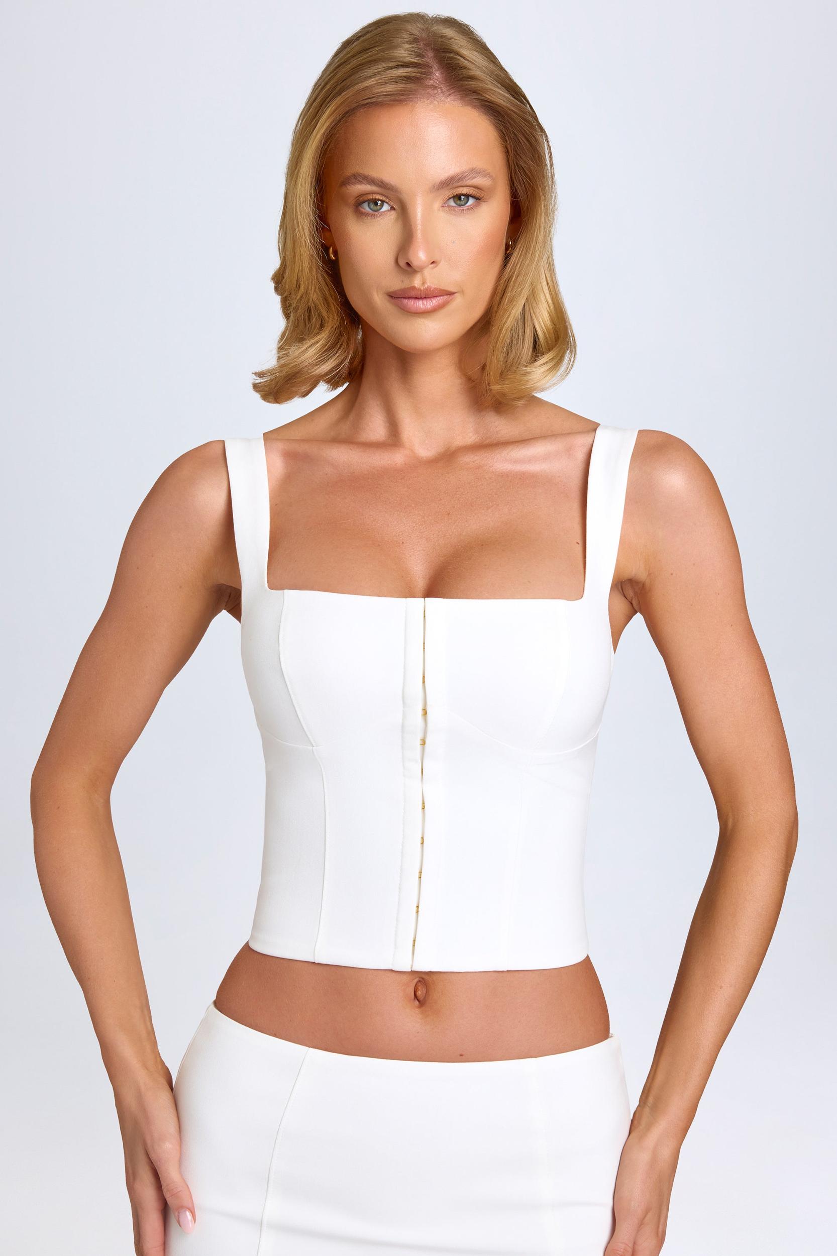 Hook-And-Eye Corset Top in White Product Image