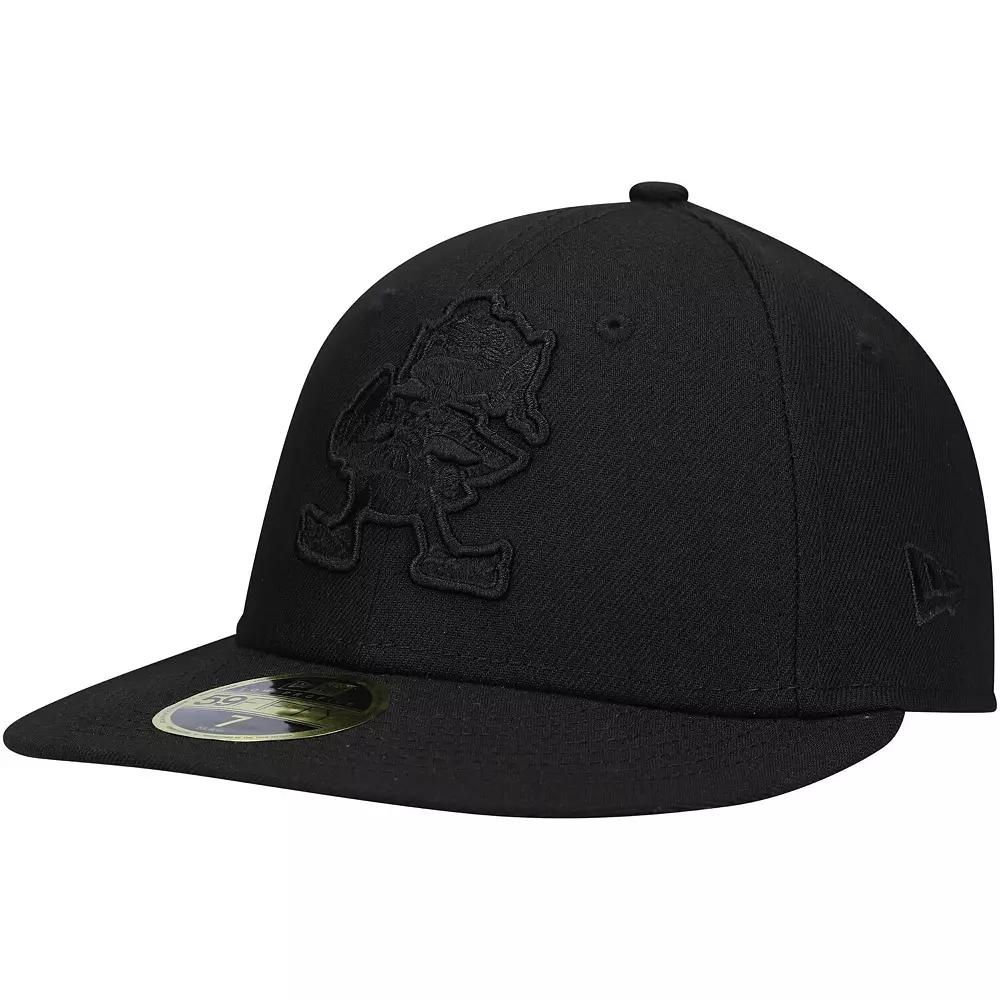 Men's New Era Black Cleveland Browns Historic Logo Black on Black Low Profile 59FIFTY II Fitted Hat,  Product Image