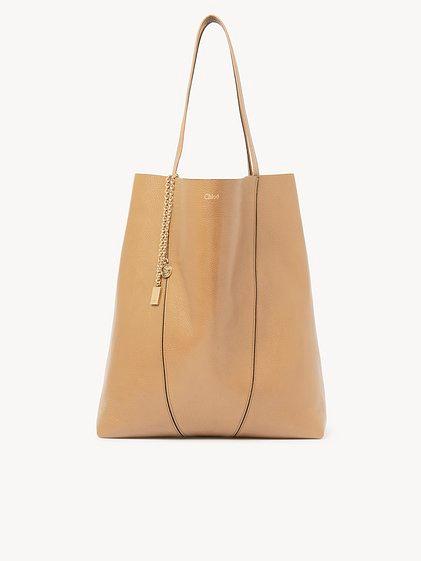 Large Chloé Spin tote bag in grained leather Product Image