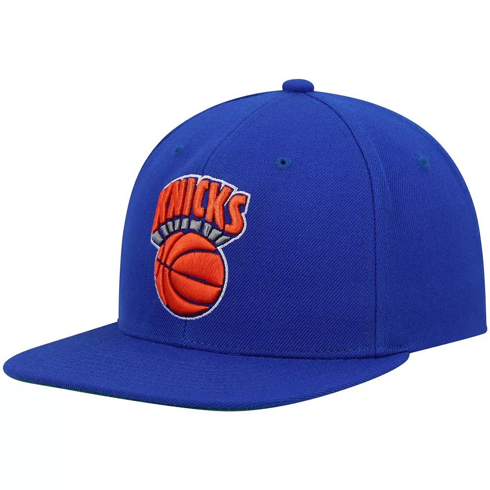 Men's Mitchell & Ness Blue New York Knicks Hardwood Classics Team Ground 2.0 Snapback Hat Product Image