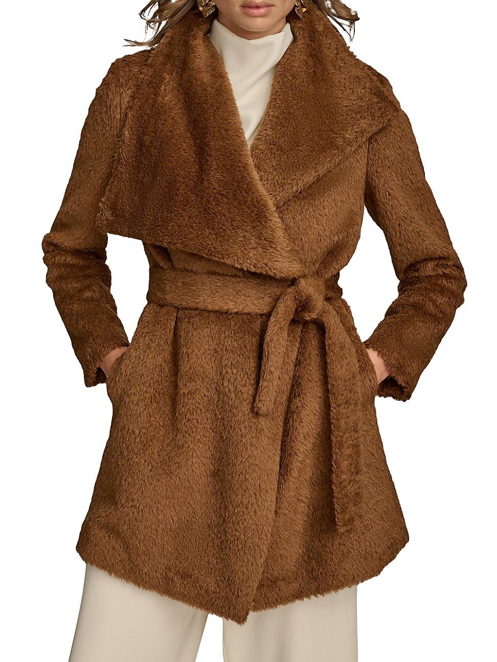 Womens Wool-Blend Belted Wrap Coat Product Image