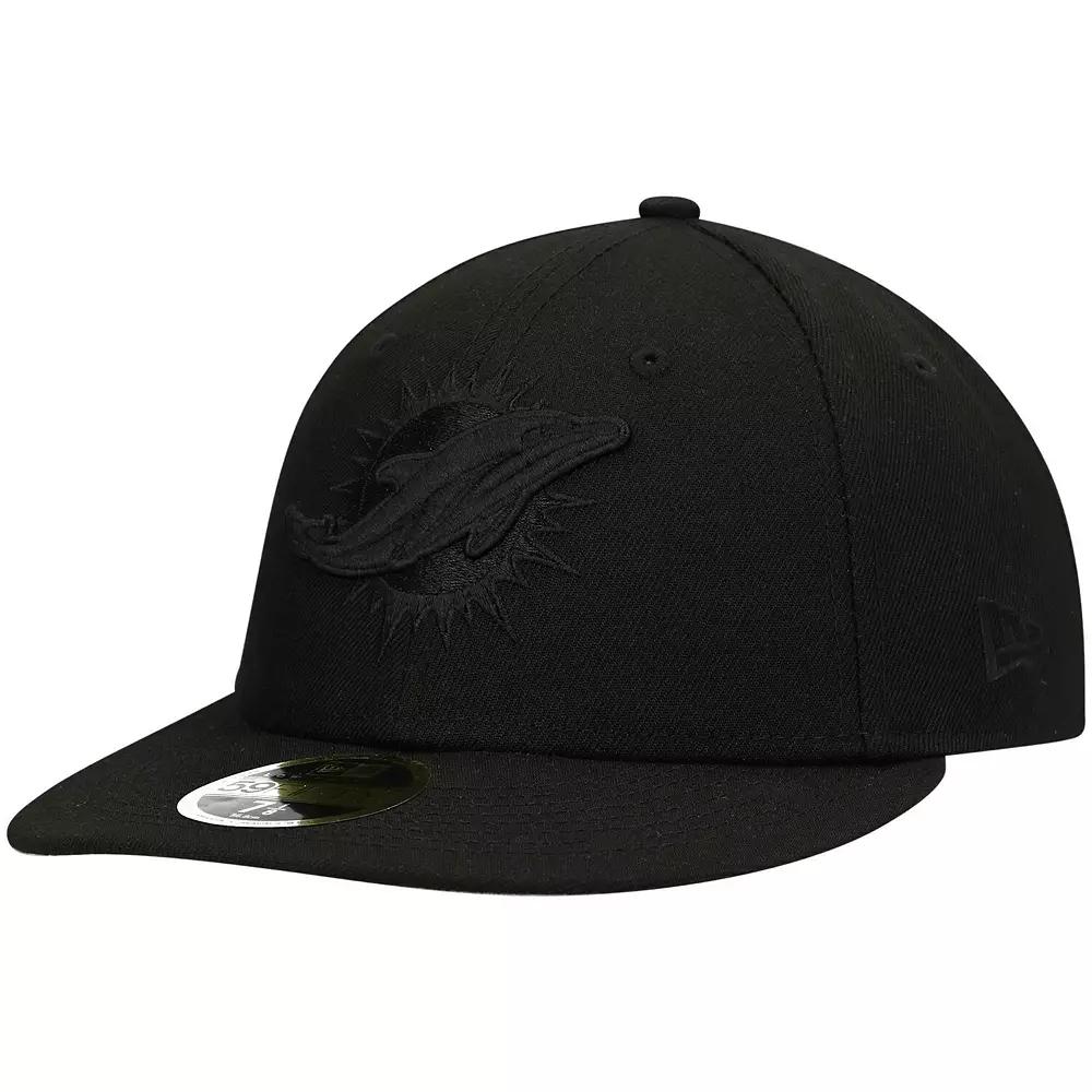 Men's New Era Black Miami Dolphins Black on Black Low Profile 59FIFTY II Fitted Hat, Size: 8 Product Image