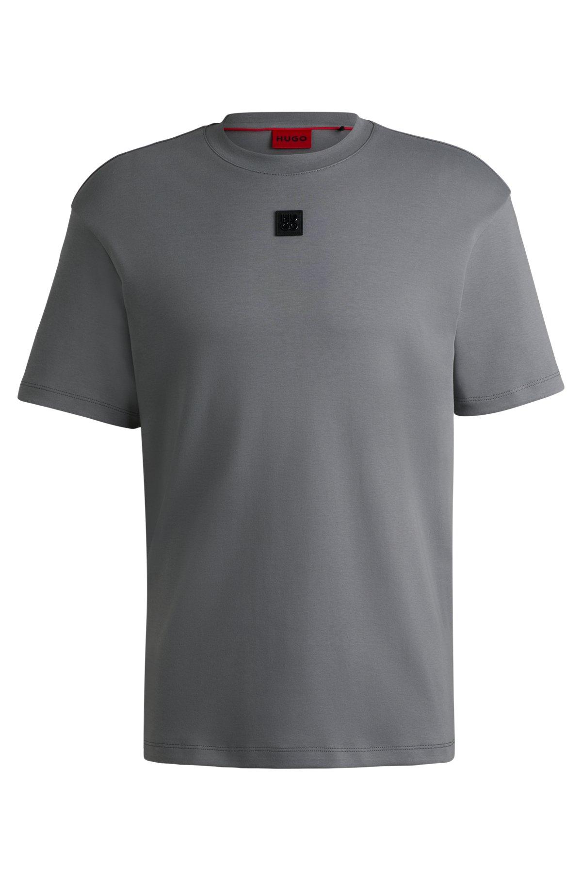Interlock-cotton T-shirt with metallic stacked-logo badge Product Image