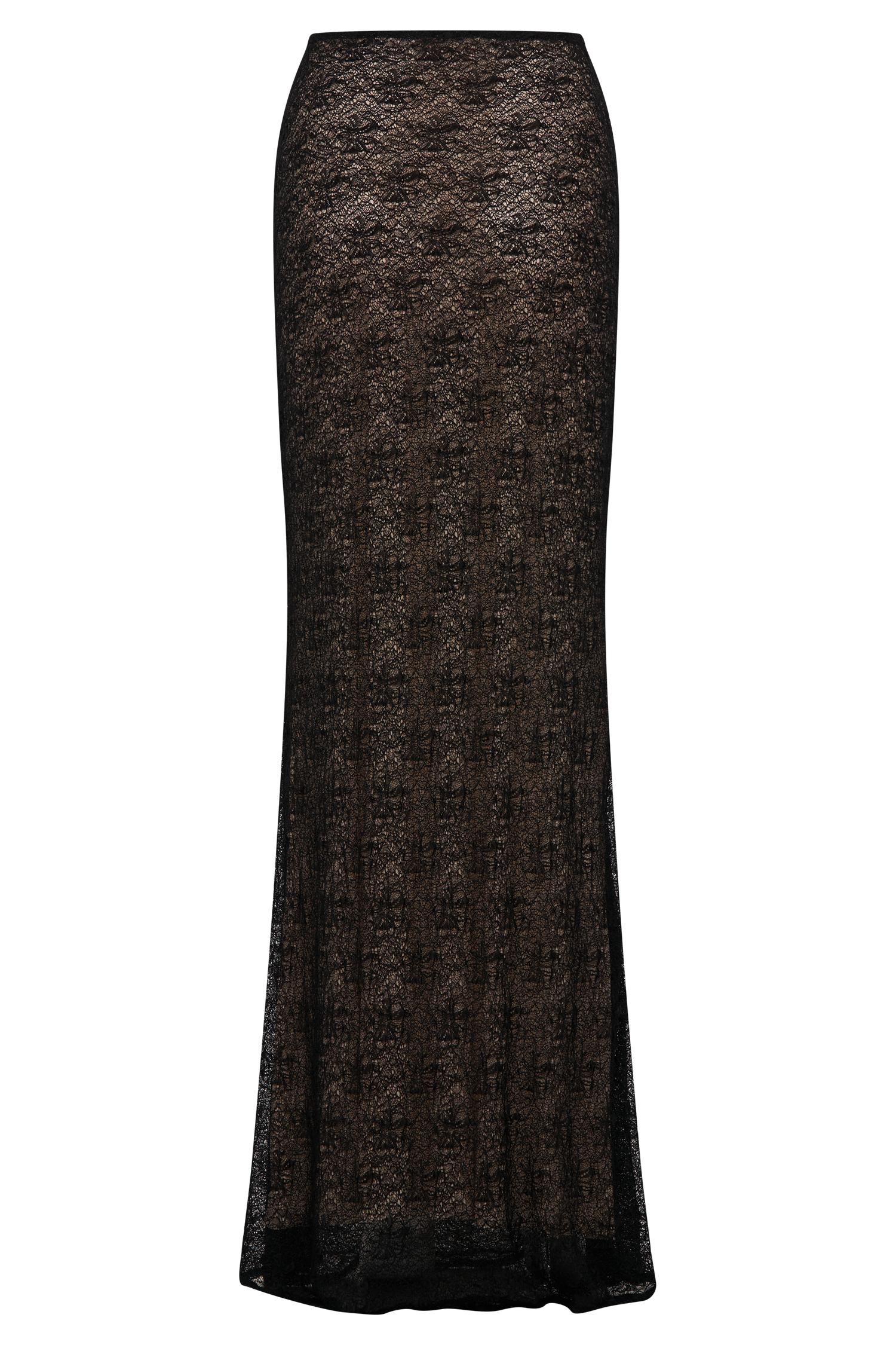 Robyn Sheer Lace Maxi Skirt - Black Product Image