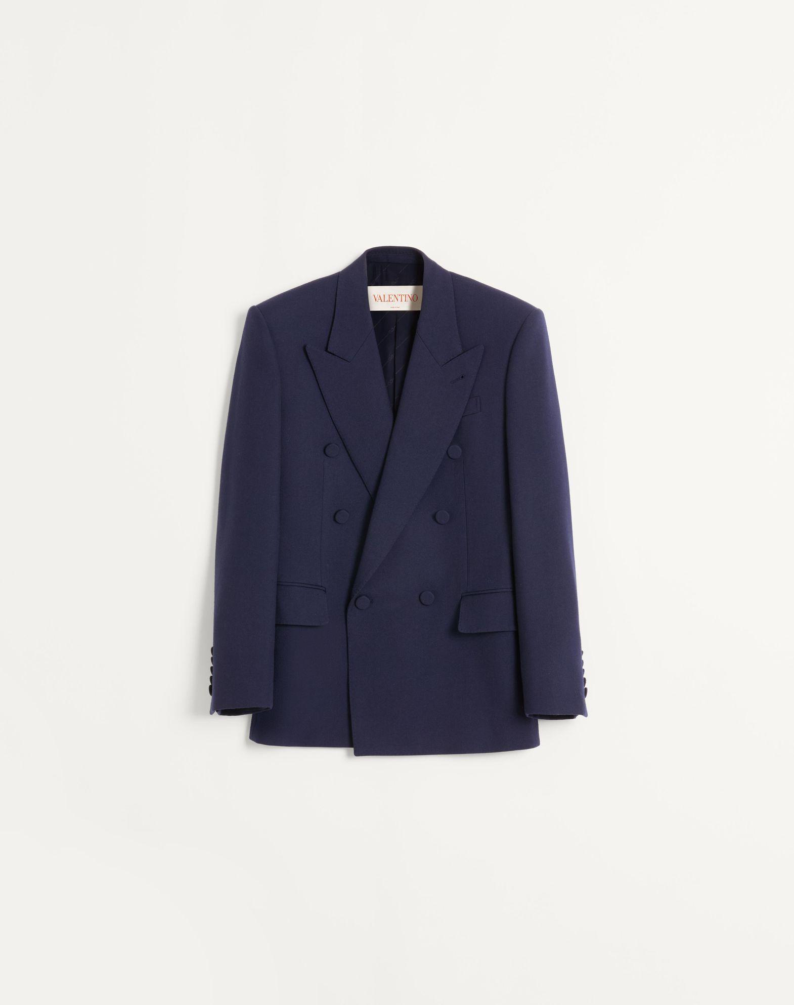 DOUBLE-BREASTED JACKET IN WOOL GABARDINE Product Image