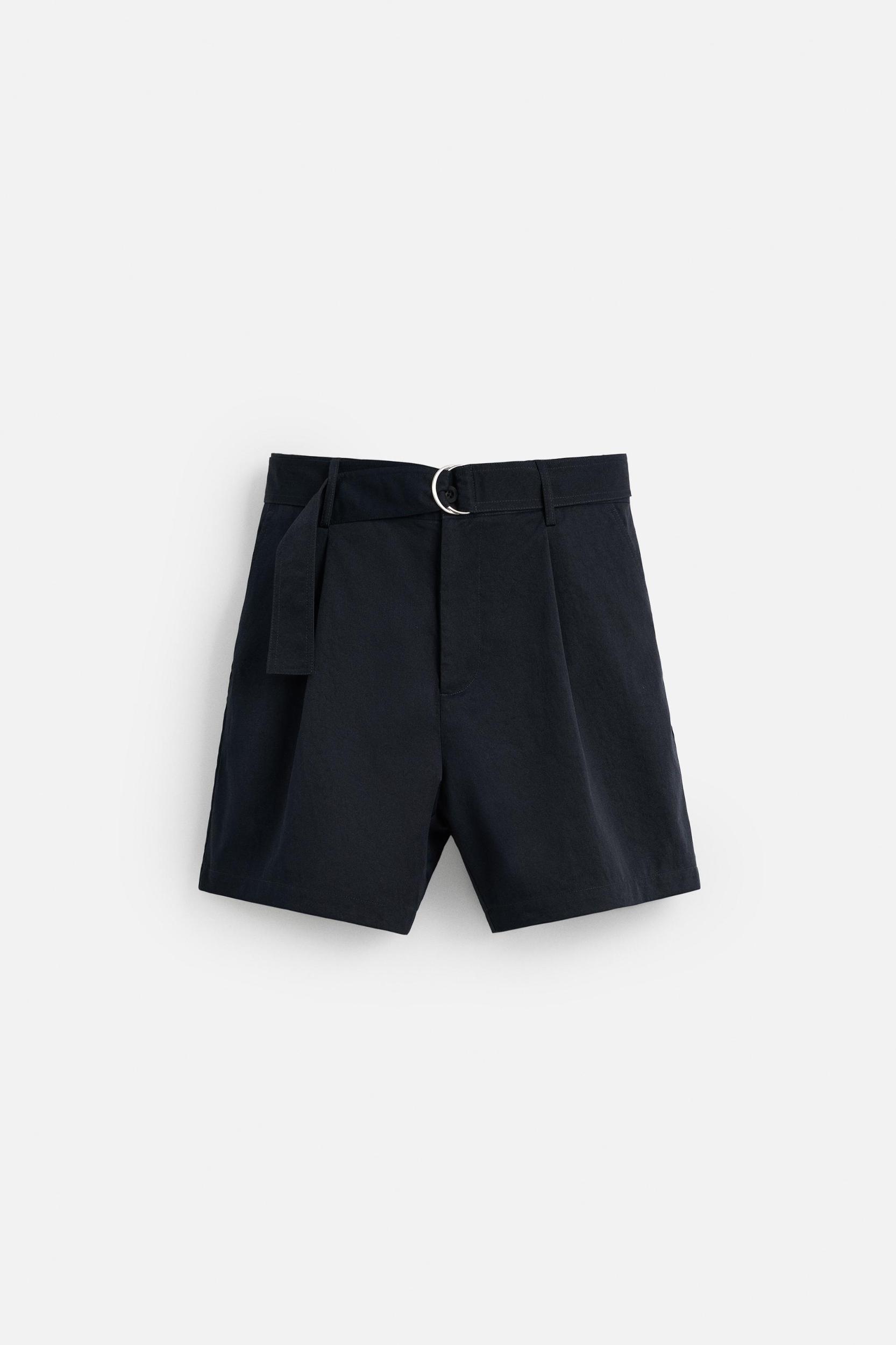 PLEATED BELT BERMUDA SHORTS Product Image
