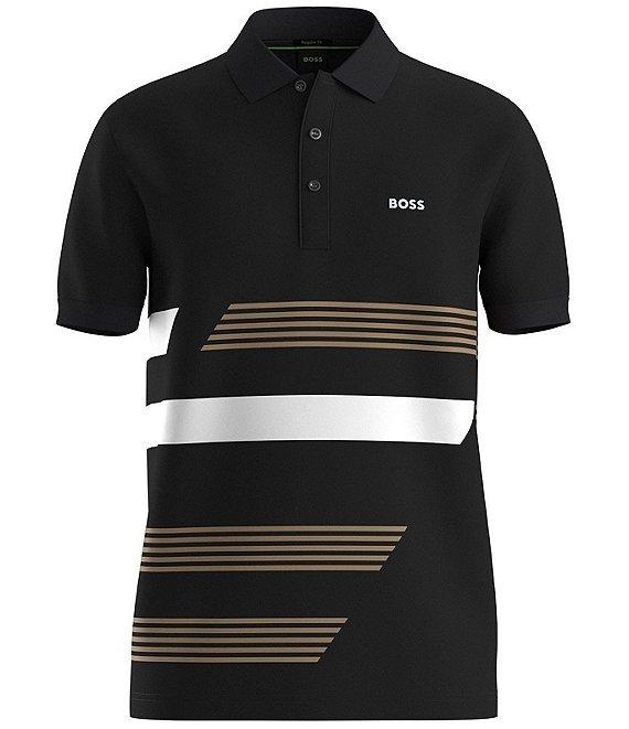 BOSS Paddy Tape Print Stretch Short Sleeve Polo Shirt Product Image