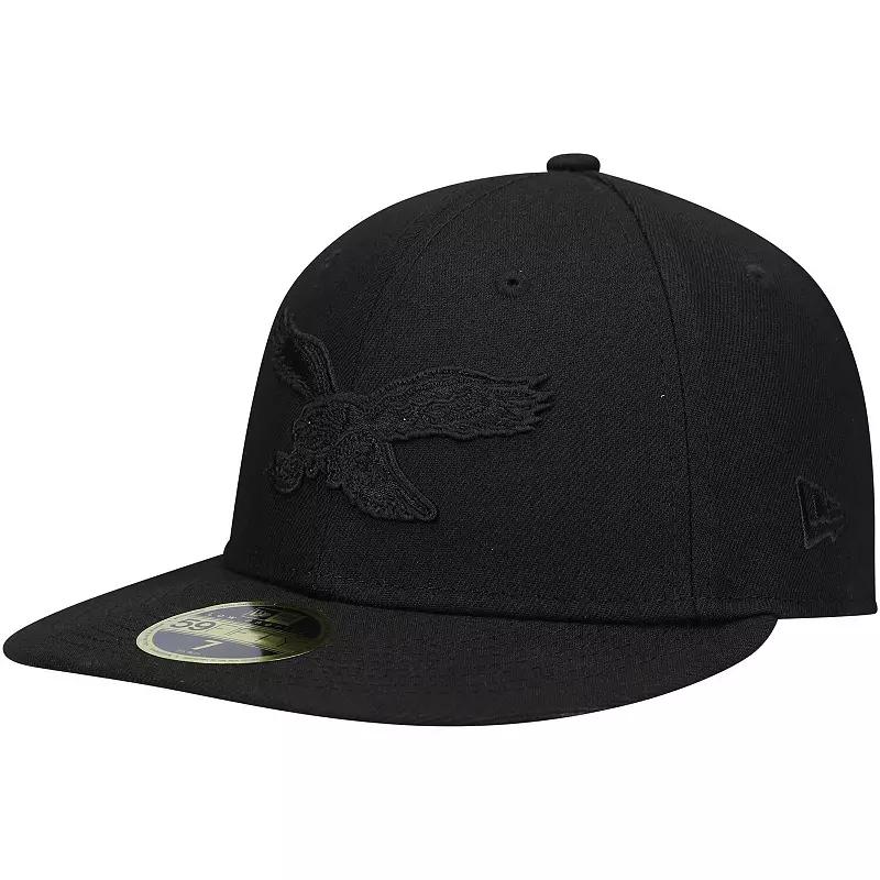 Men's New Era Black Philadelphia Eagles Historic Logo Black on Black Low Profile 59FIFTY II Fitted Hat,  Product Image