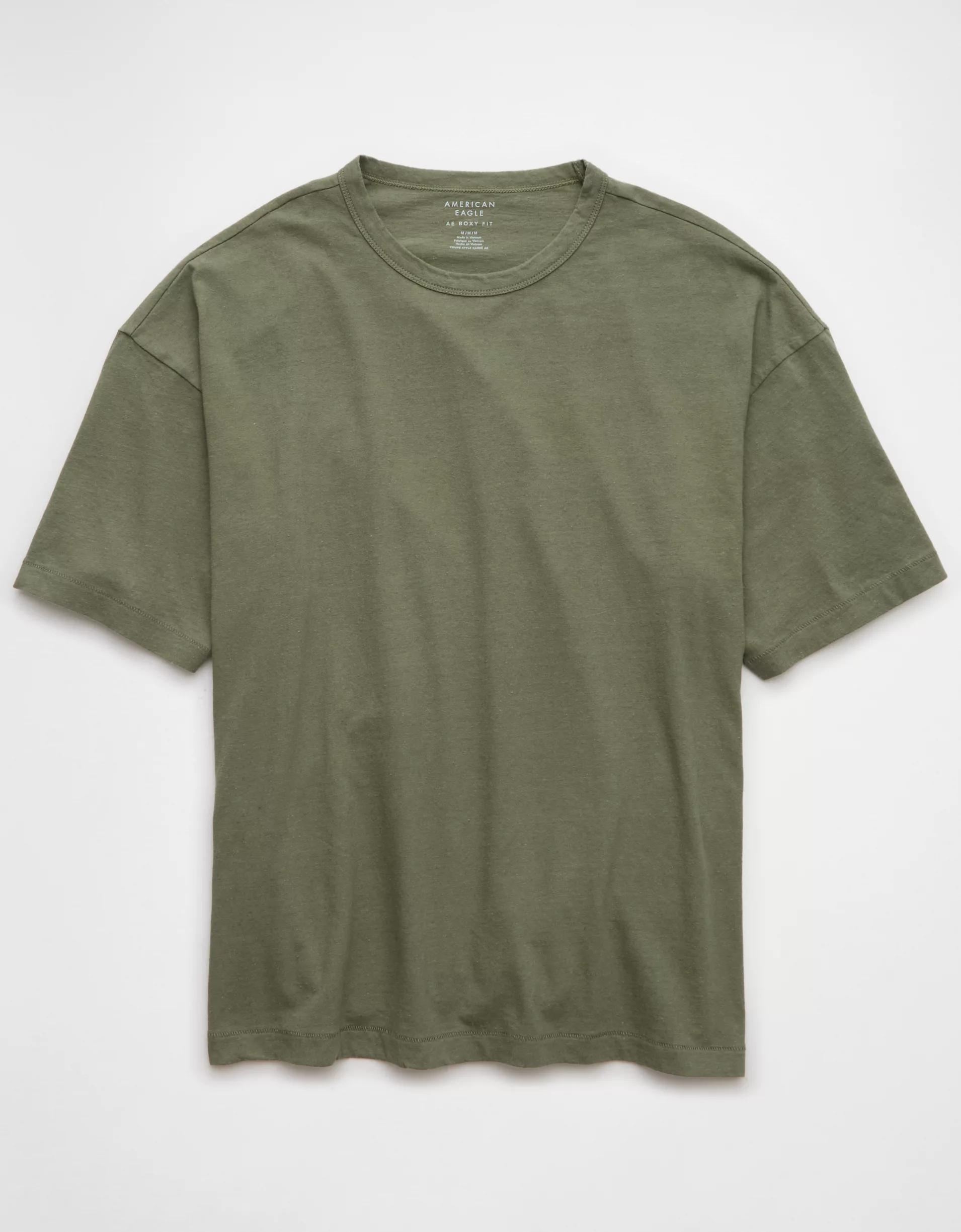 AE Boxy Linen-Blend T-Shirt Product Image