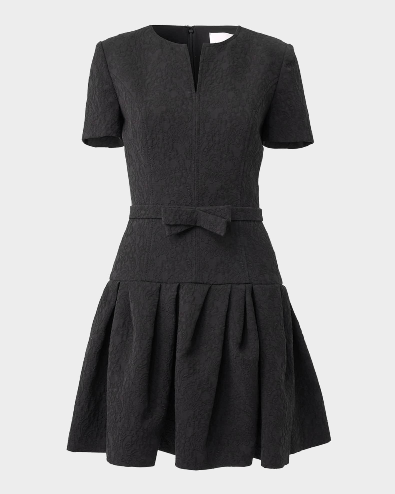 Floral Jacquard Short-Sleeve Mini Dress Product Image