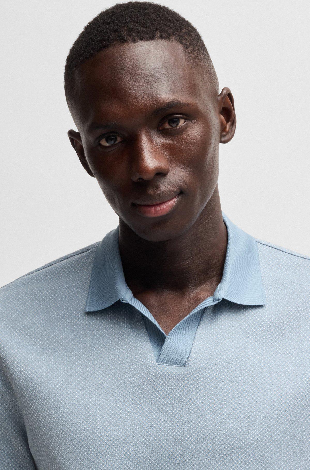 Dot-pattern polo shirt in cotton and silk Product Image