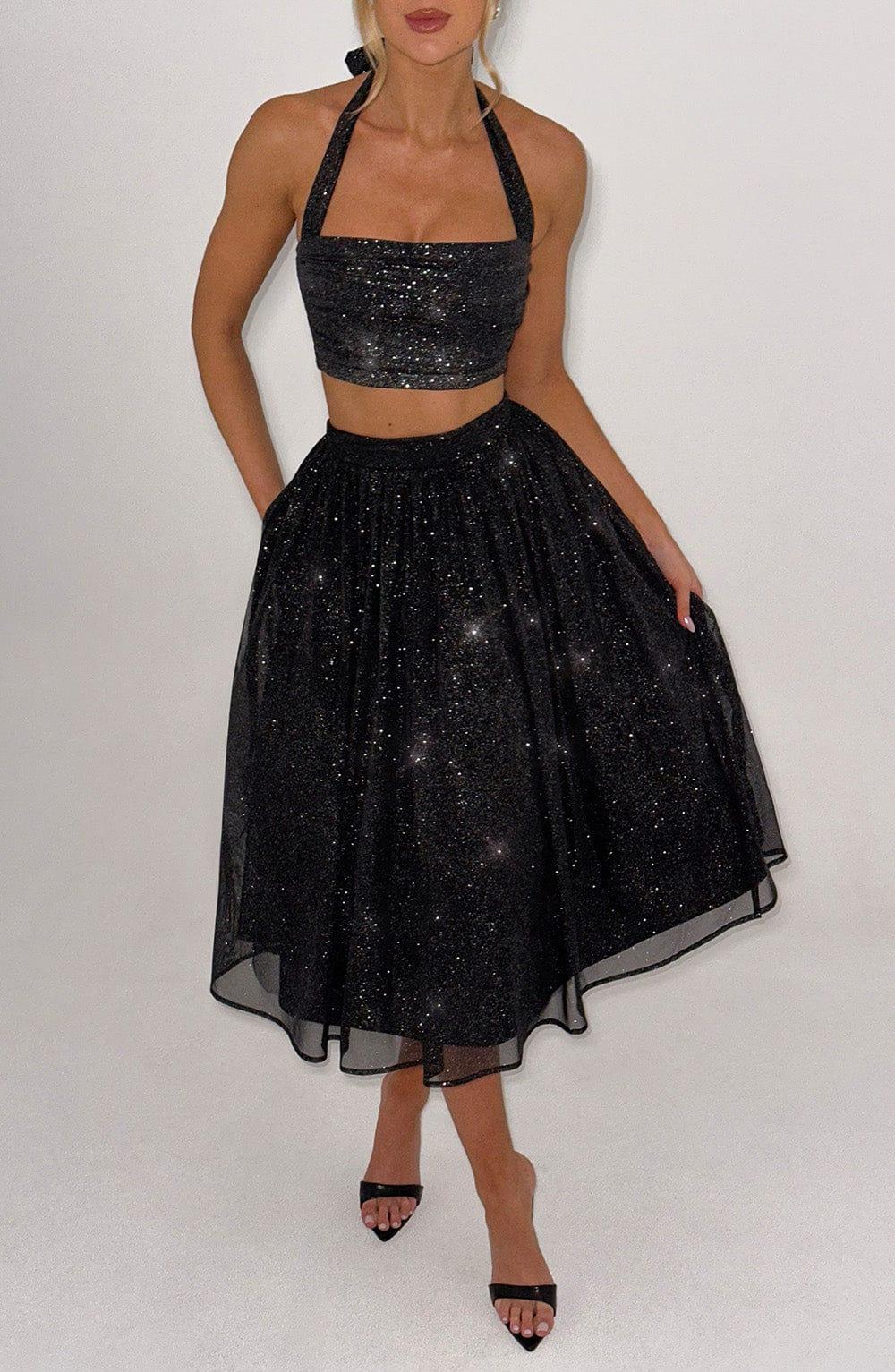 Alani Crop Top - Black Sparkle Product Image