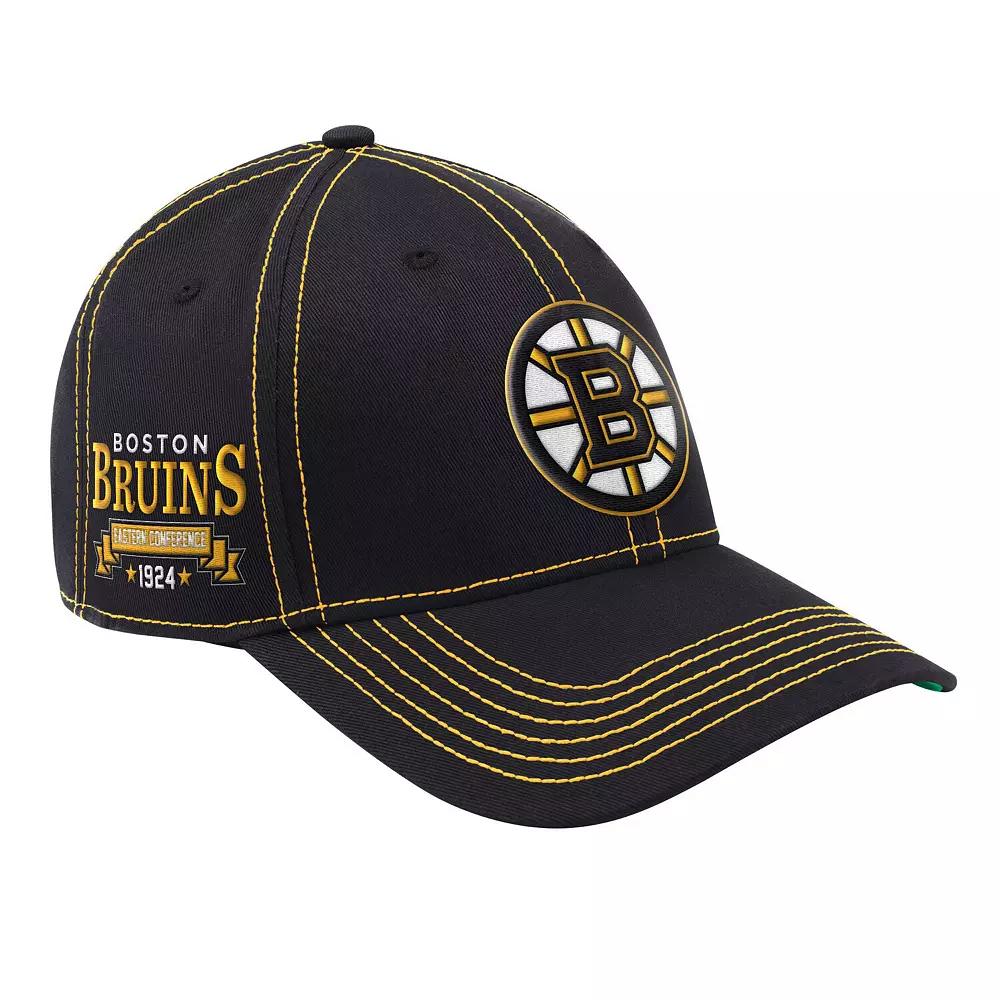 Men's Starter  Black Boston Bruins Sphere II Curved Starfit Adjustable Hat Product Image