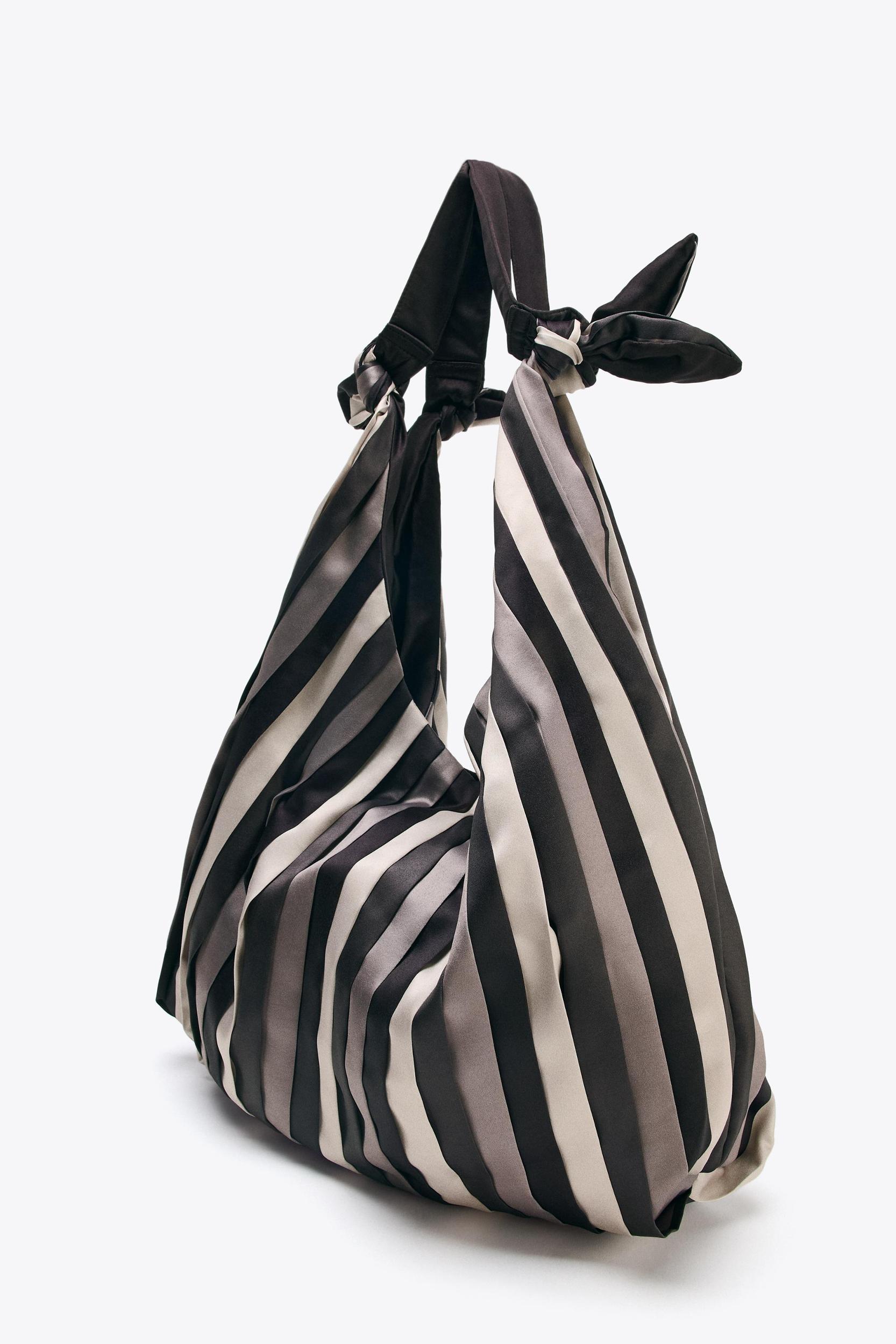 KNOTTED SATIN EFFECT MAXI BUCKET BAG Product Image