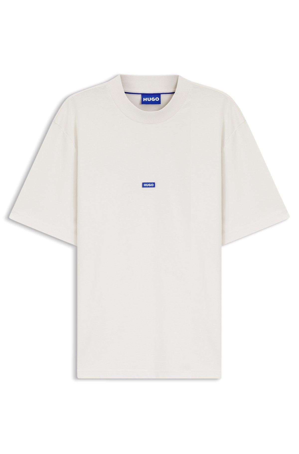 Cotton-jersey T-shirt with blue logo patch Product Image