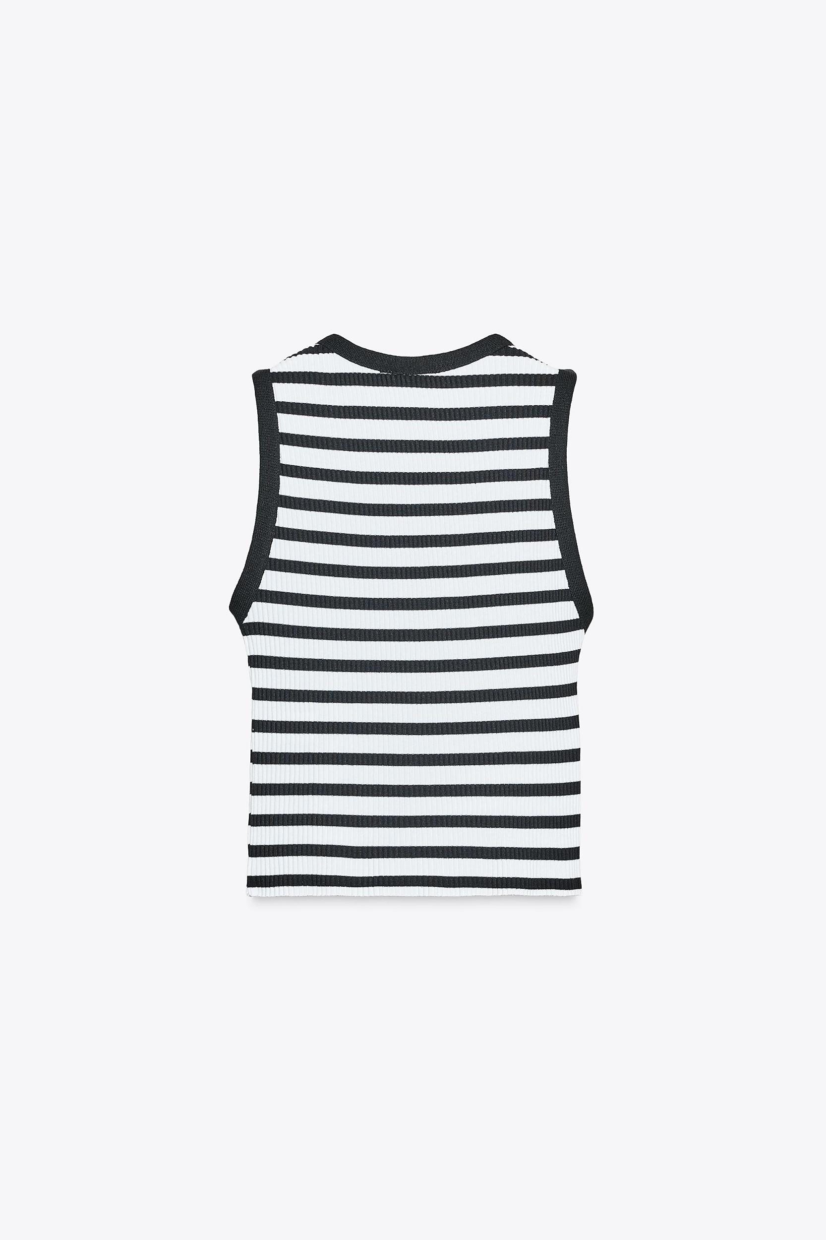 ZARA STRIPED BUTTON VEST Product Image