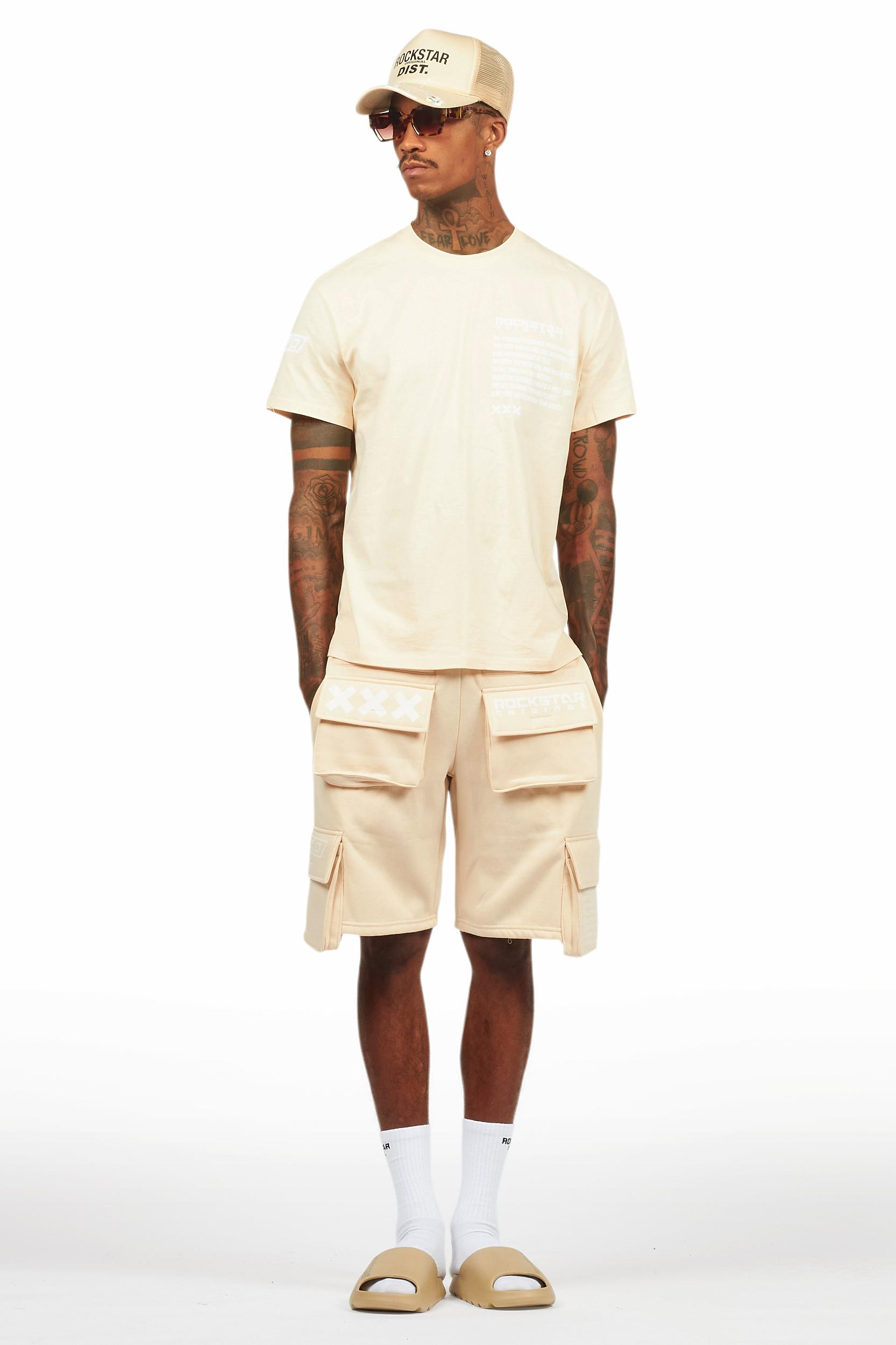 Jash Beige/White Short Set Male Product Image