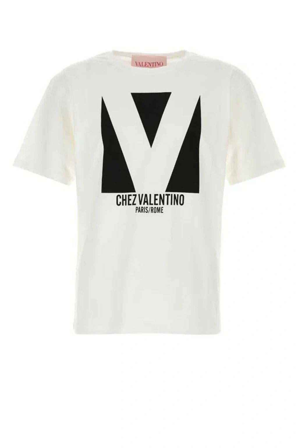 VALENTINO Mens Avorio Logo-print Crew-neck Cotton-jersey T-shirt Product Image
