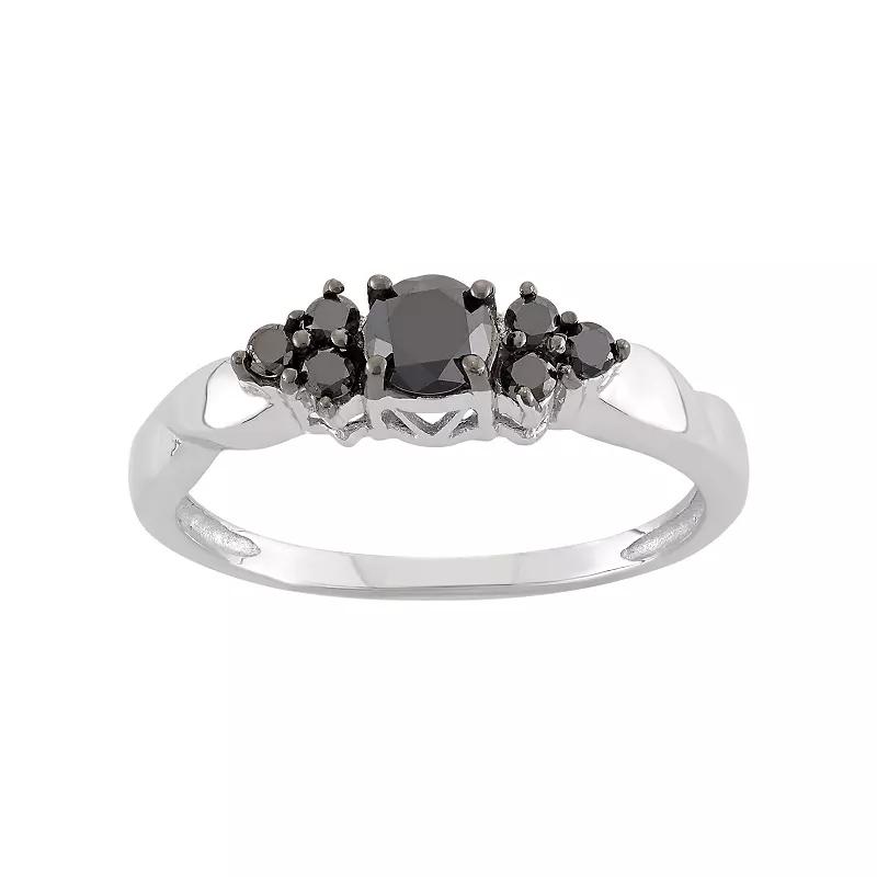 Jewelexcess 1/2 Carat T.W. Black Diamond Sterling Silver Cluster Ring, Women's, Size: 8 Product Image