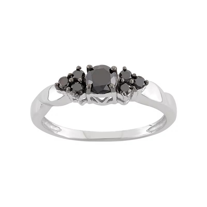 Jewelexcess 1/2 Carat T.W. Black Diamond Sterling Silver Cluster Ring, Women's, Size: 8 Product Image