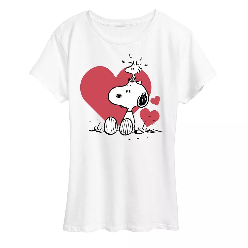 Women's Peanuts Snoopy & Woodstock Hearts Graphic Tee,  Product Image