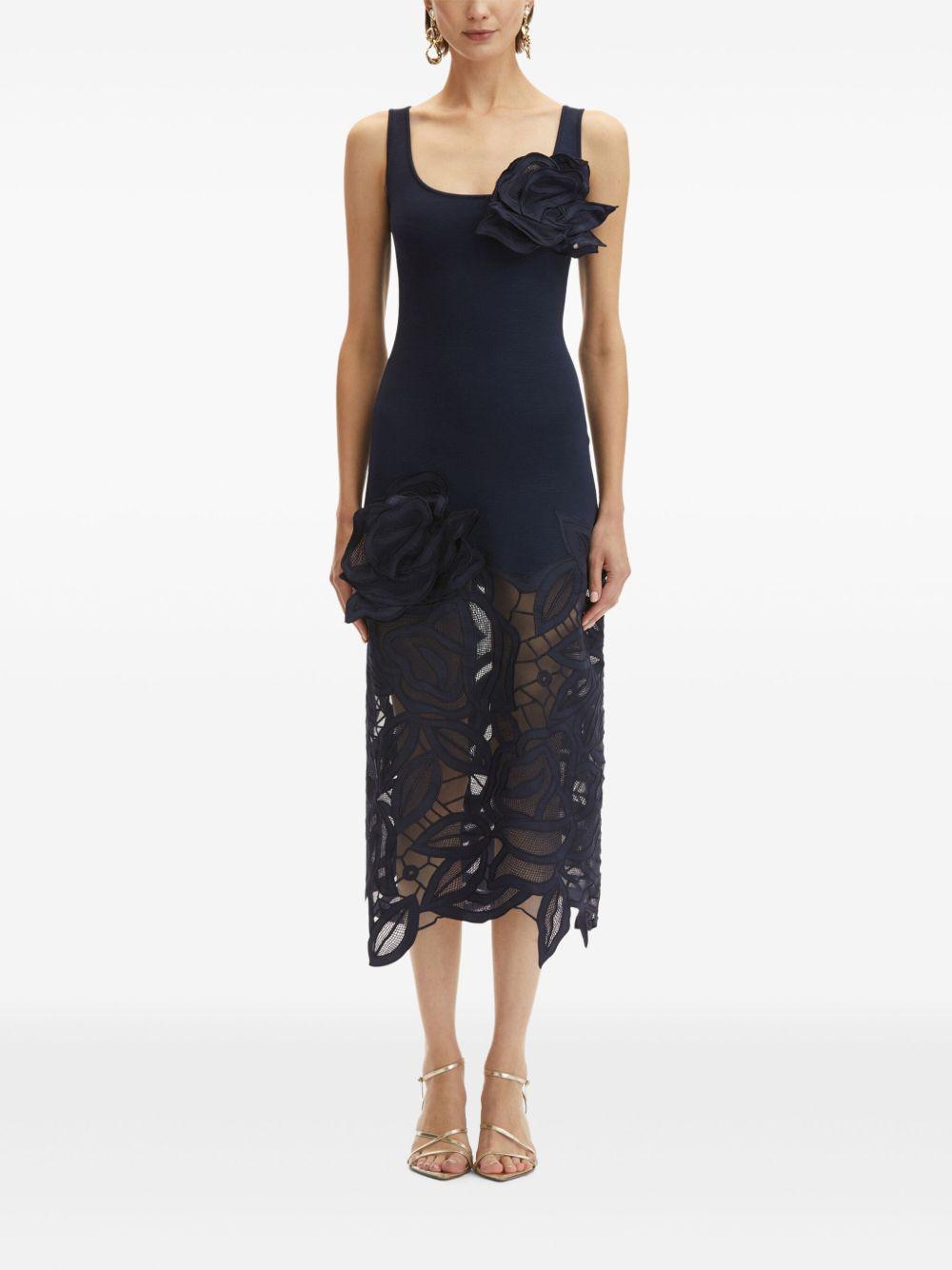 rose-appliqué knitted midi dress Product Image