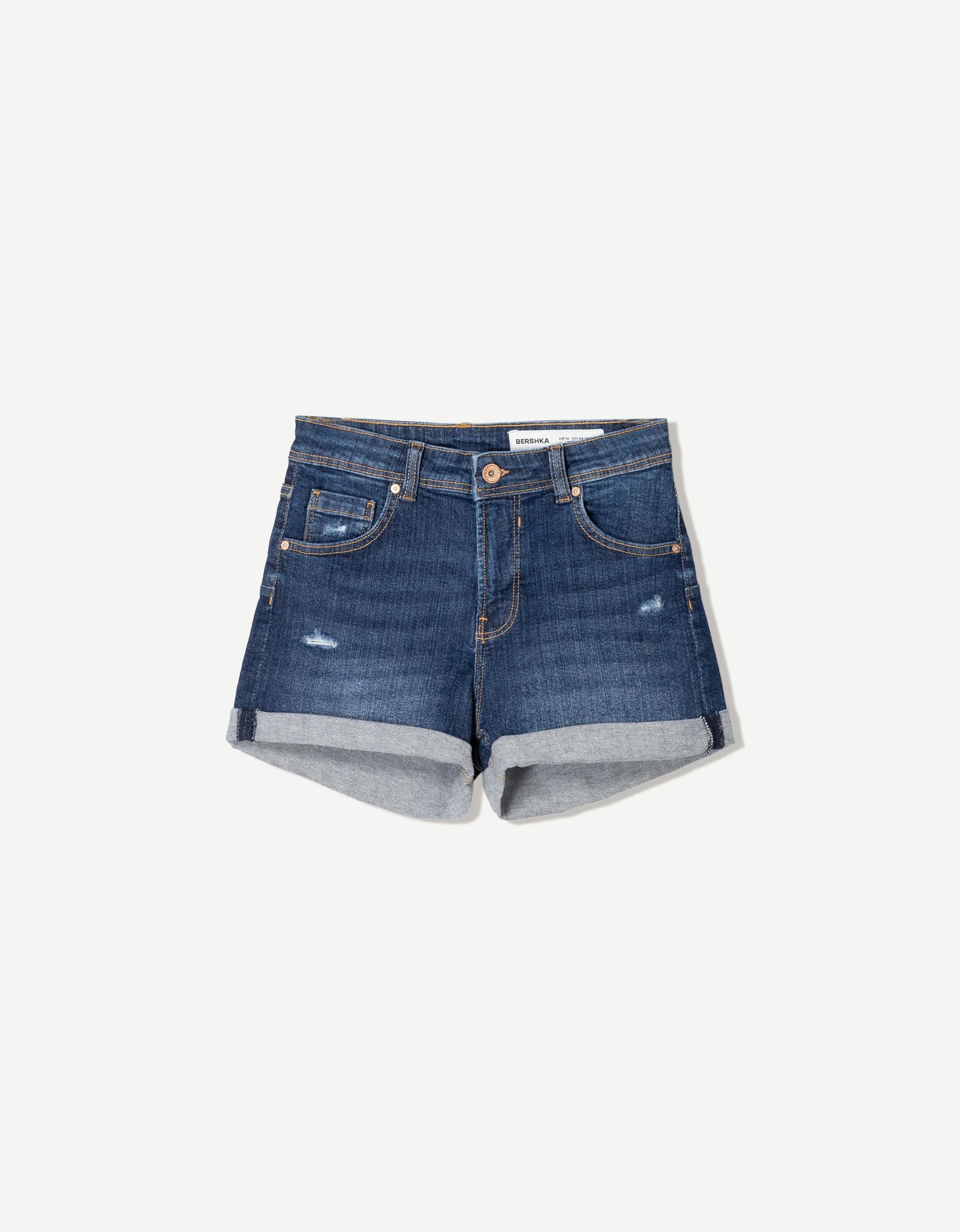 Roll-up denim shorts Product Image