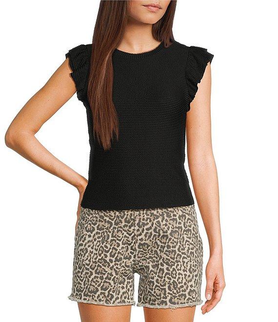 Moa Moa Crewneck Ruffle Short Sleeve Top Product Image