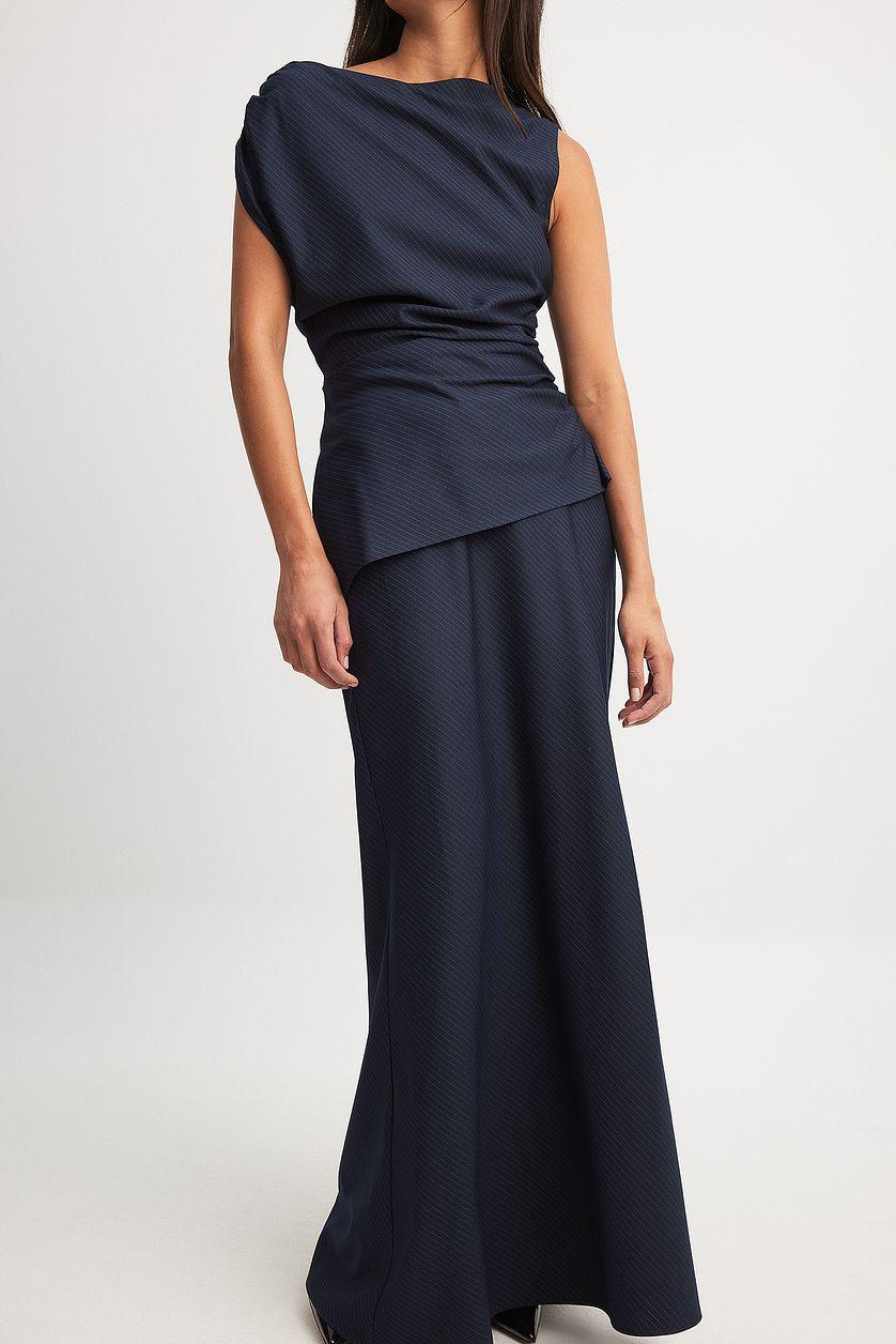 Pinstriped Woven Maxi Skirt Product Image