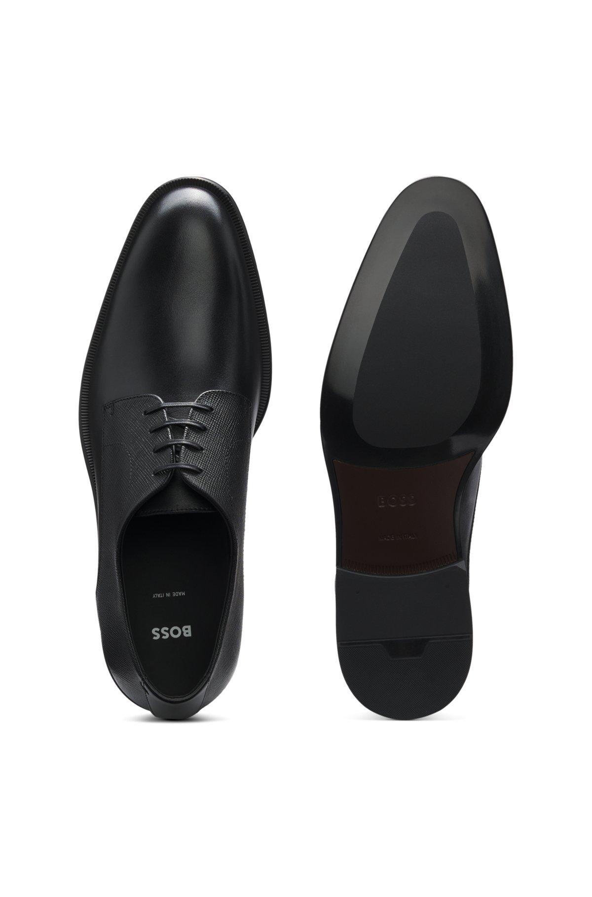 Derby shoes in textured and smooth leather Product Image