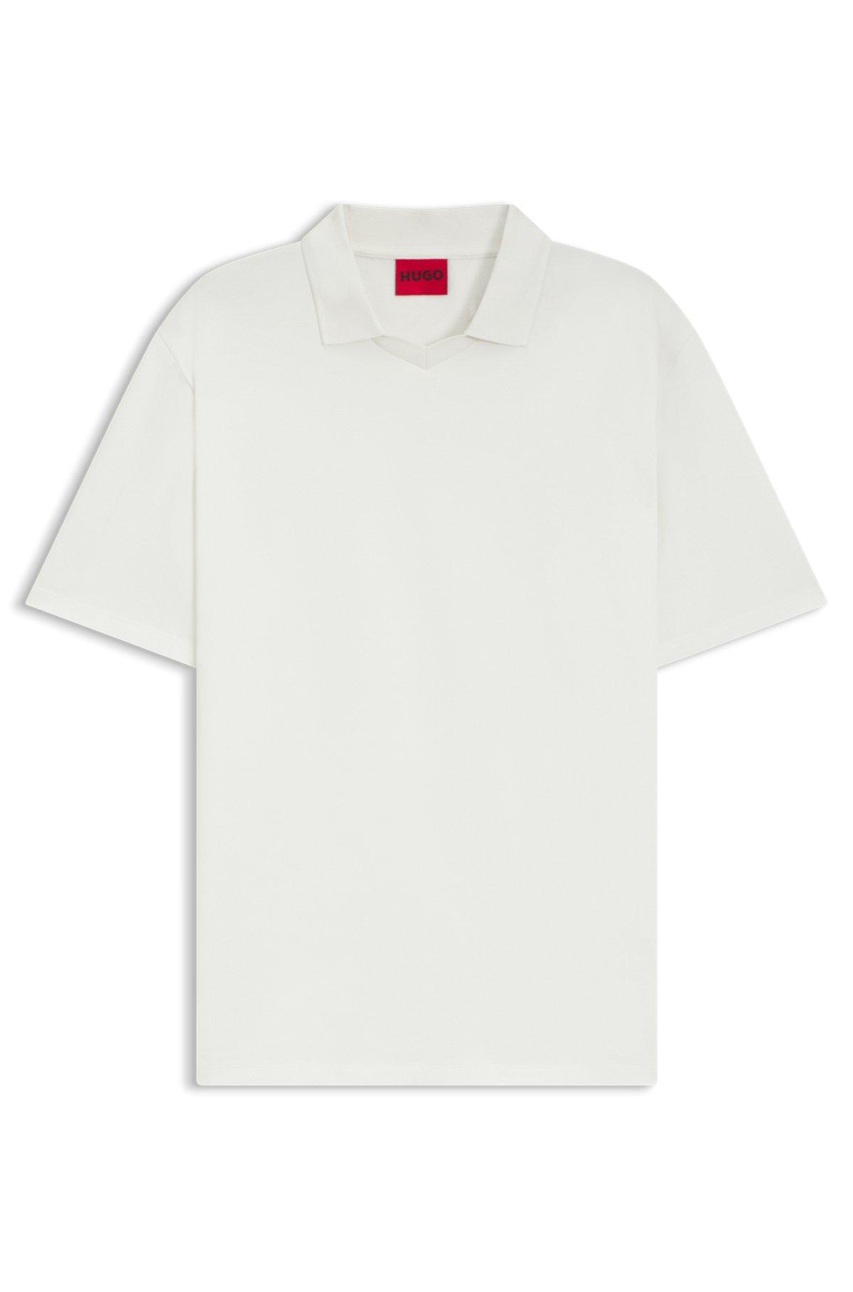 HUGO - Relaxed-fit polo shirt in mercerized stretch-cotton piqué - White Product Image