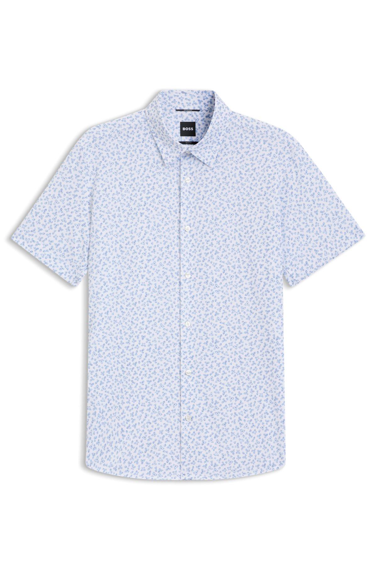 Printed slim-fit shirt in cotton-blend jersey Product Image