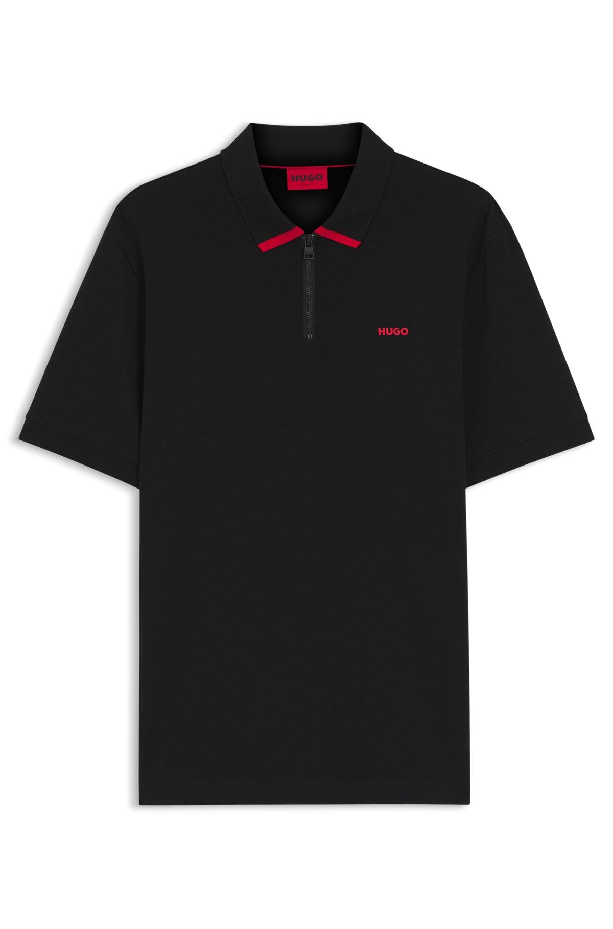 Contrast-logo polo shirt in cotton piqué Product Image
