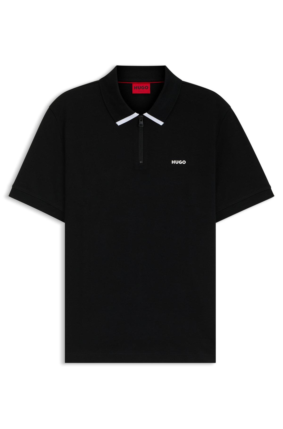 Mercerized-cotton polo shirt with double monogram Product Image