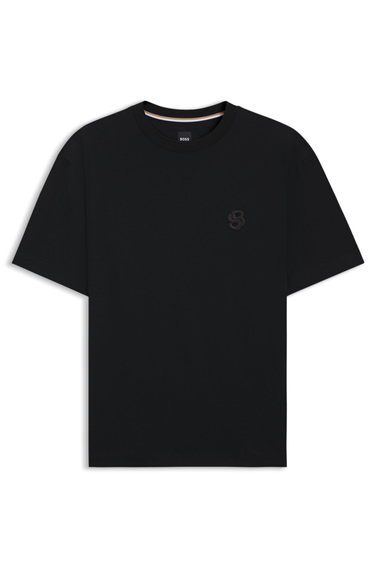 BOSS SELECTED BY SHOHEI OHTANI Mercerized-cotton T-shirt with Double B monogram Product Image