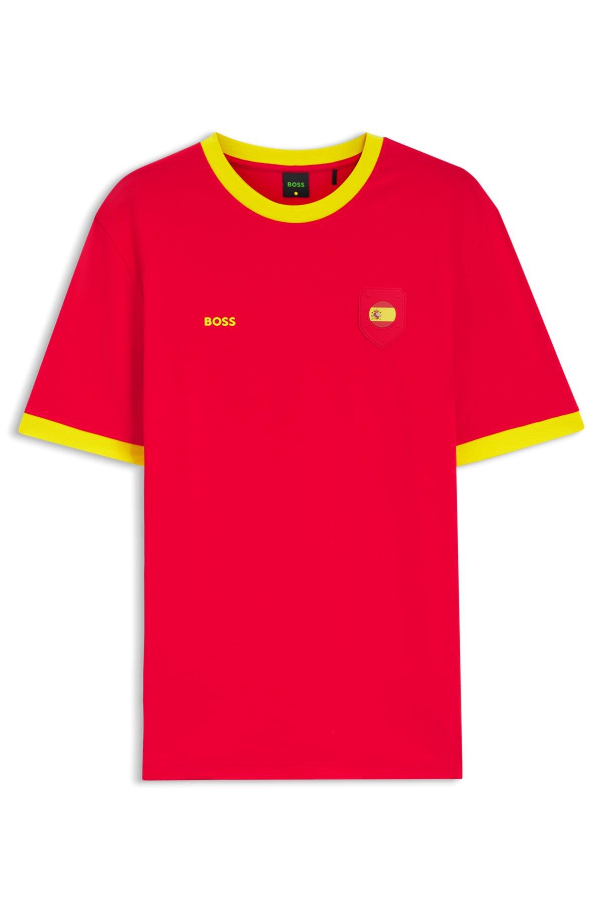 Stretch-cotton T-shirt with country flag and logo Product Image